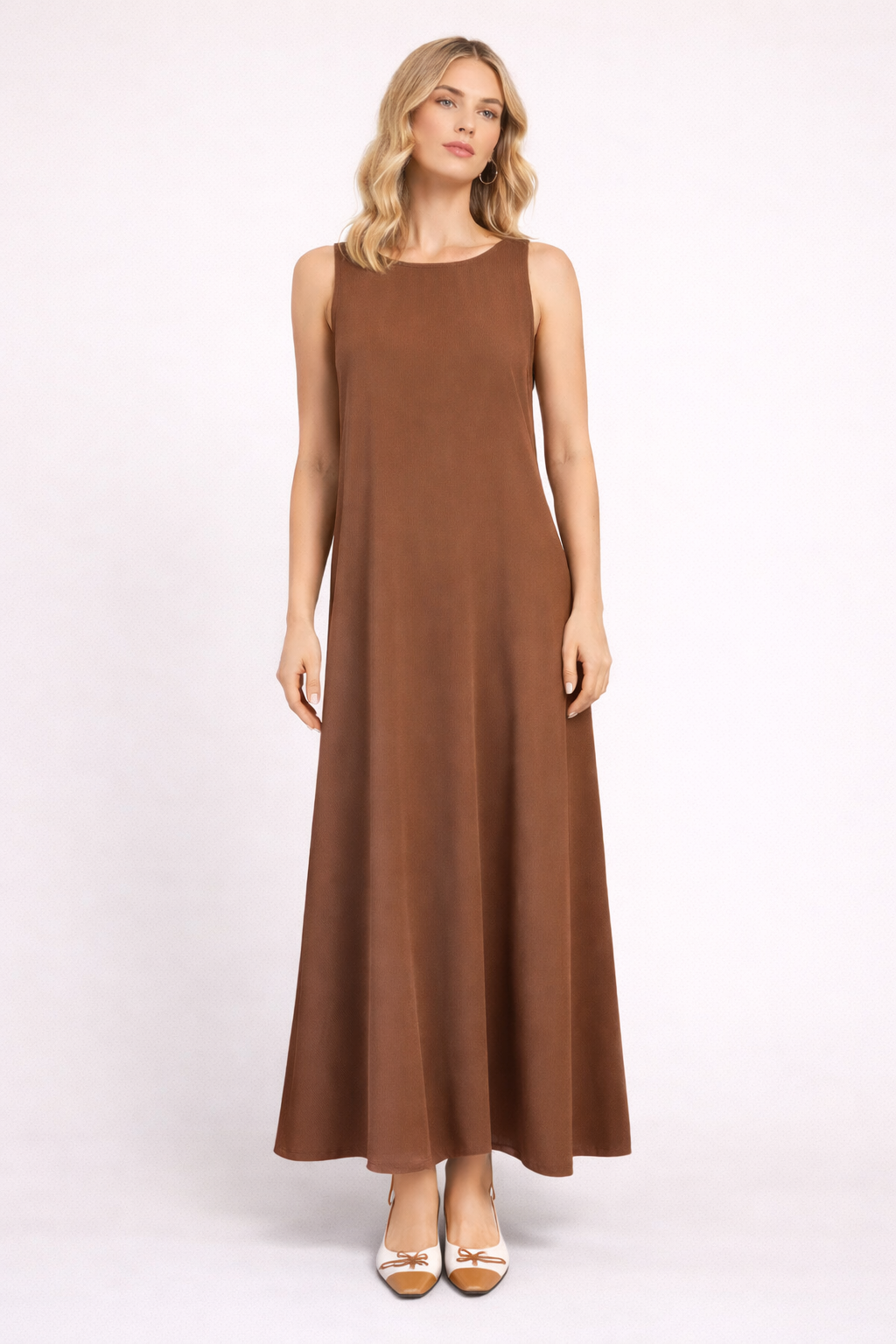 Brown Sleeveless Maxi Dress