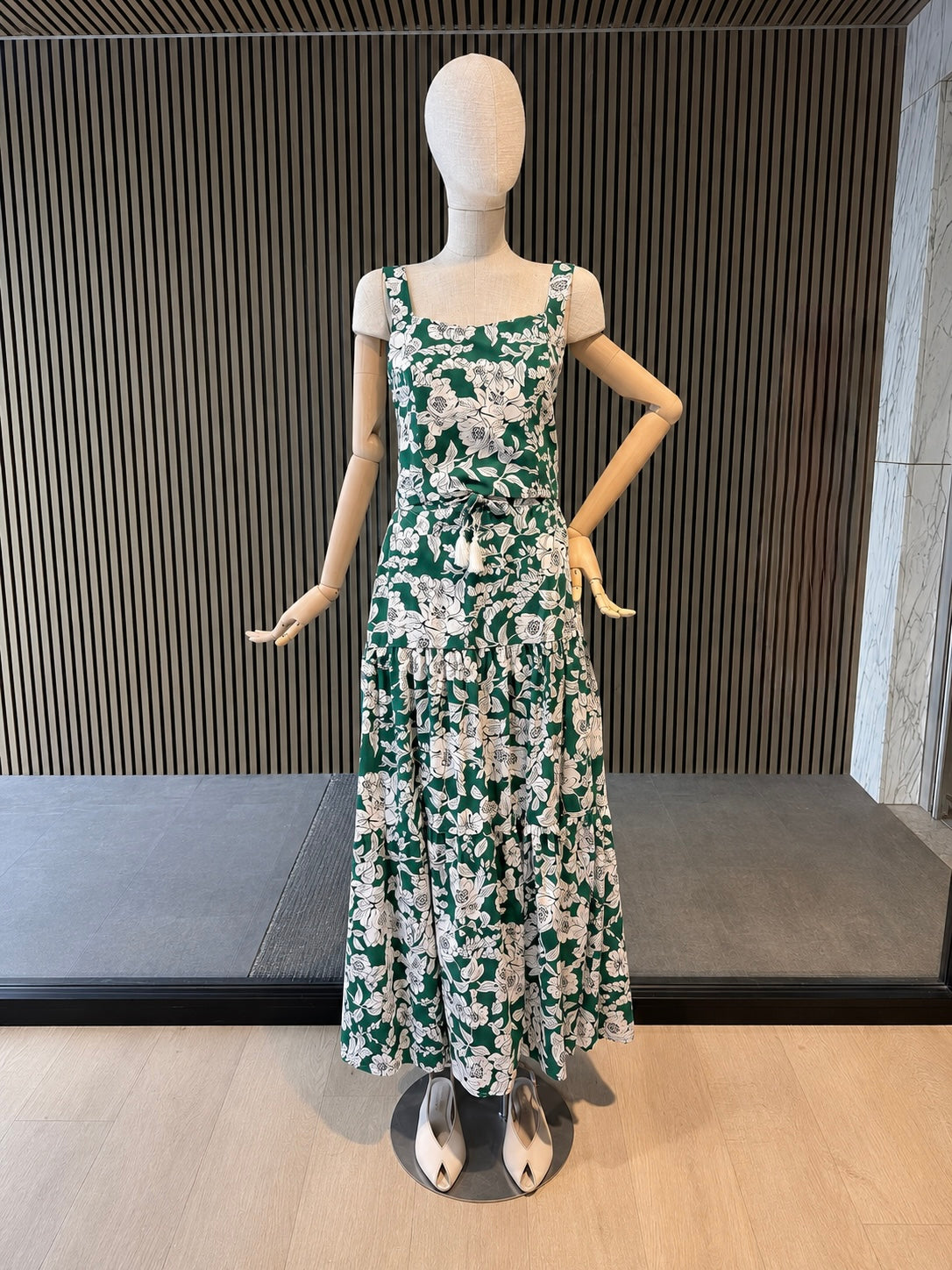 Emerald Green Floral Maxi Skirt - Boho Tiered Summer Skirt