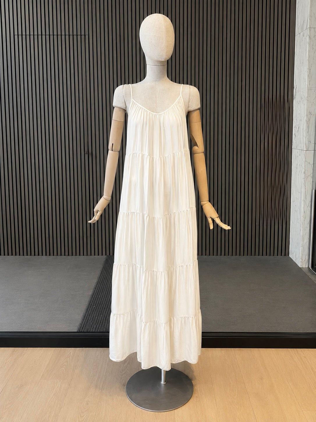 Women's Ivory Tiered Spaghetti Strap Maxi Dress