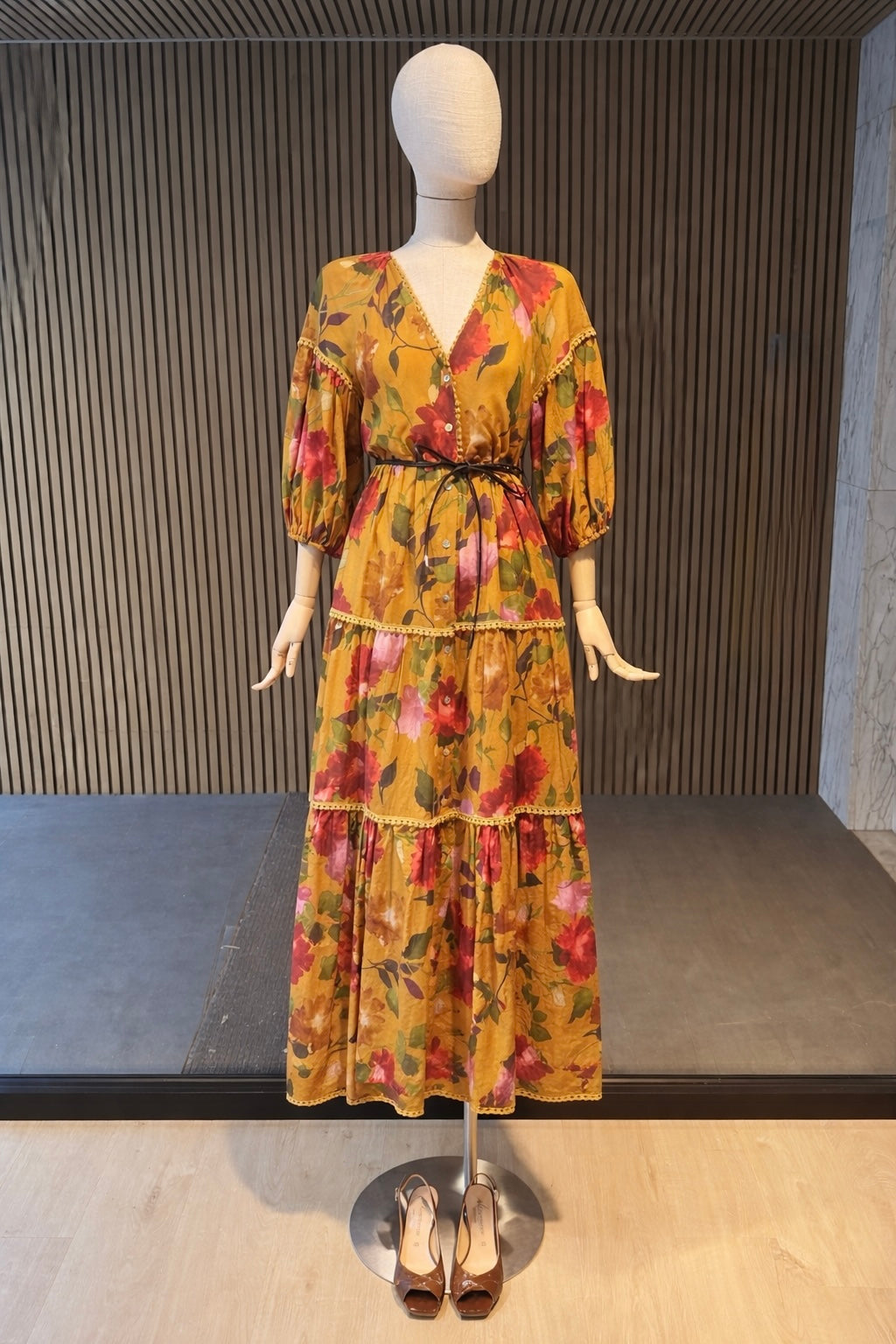 Mustard Floral Bogo Maxi Dress With Belt