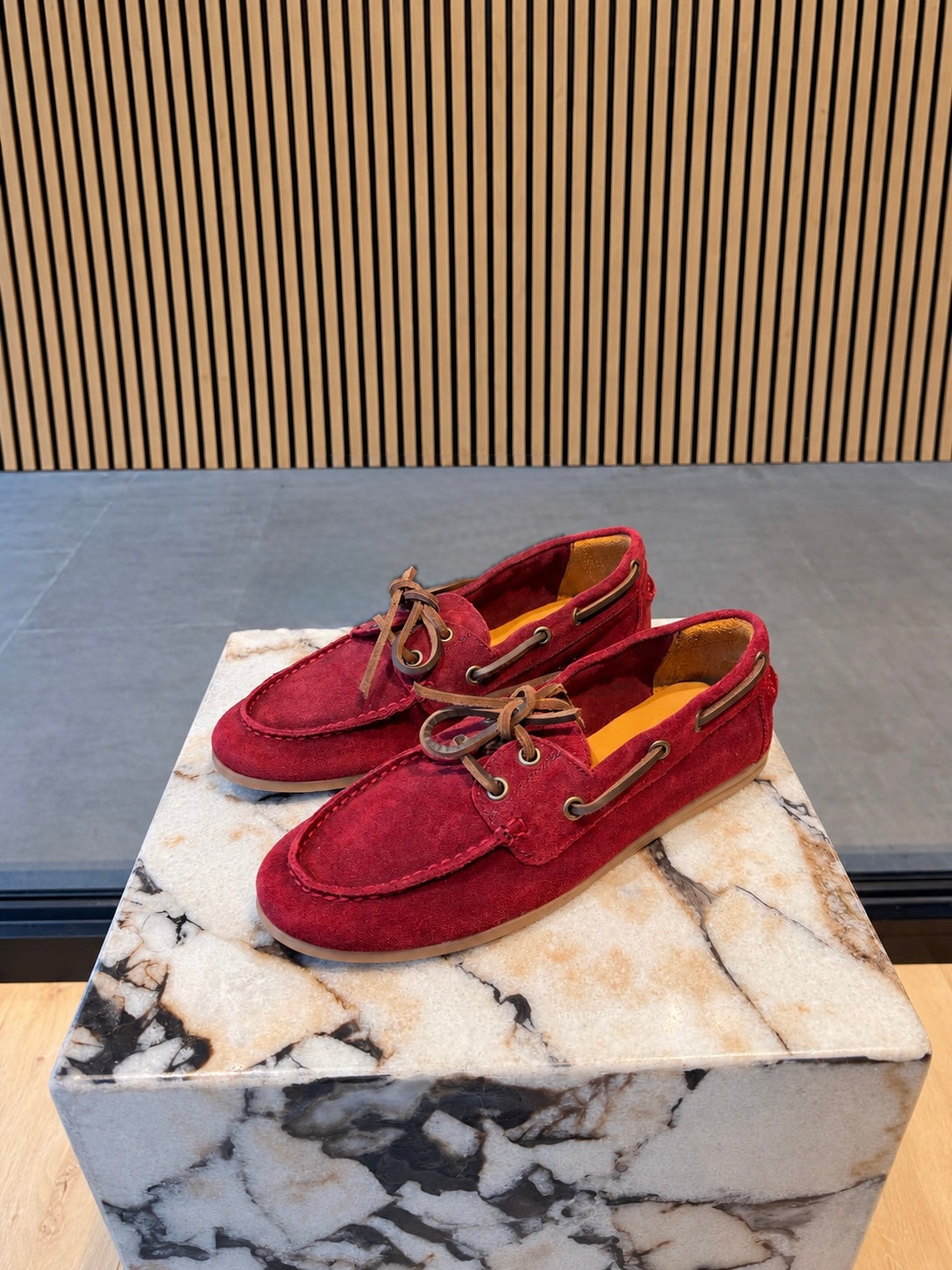 Women's Burgundy Suede Leather Shoes With Leather Laces