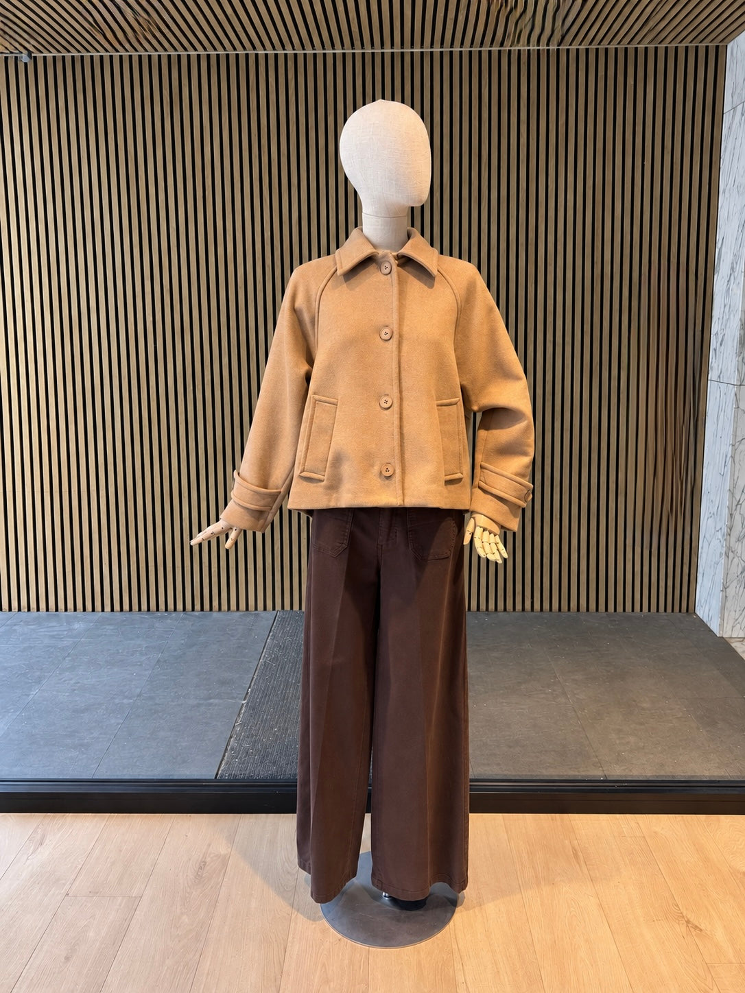 Relaxed Fit Short Coat With Raglan Sleeves & Cuff Detail - Women's Jacket
