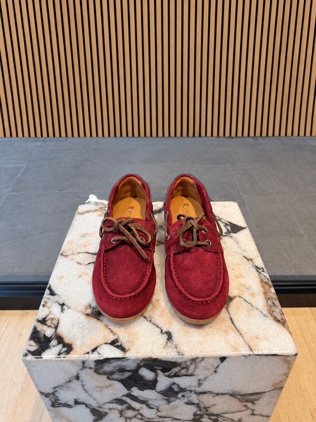 Women's Burgundy Suede Leather Shoes With Leather Laces