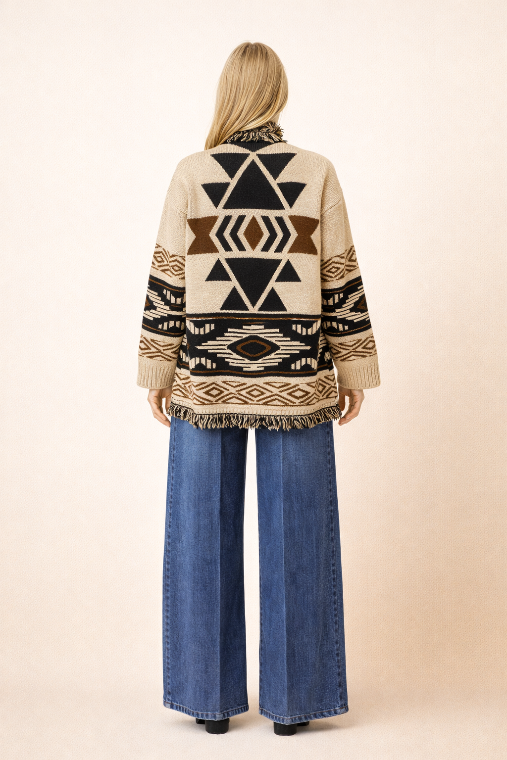 Tribal Knit Fringe Cardigan