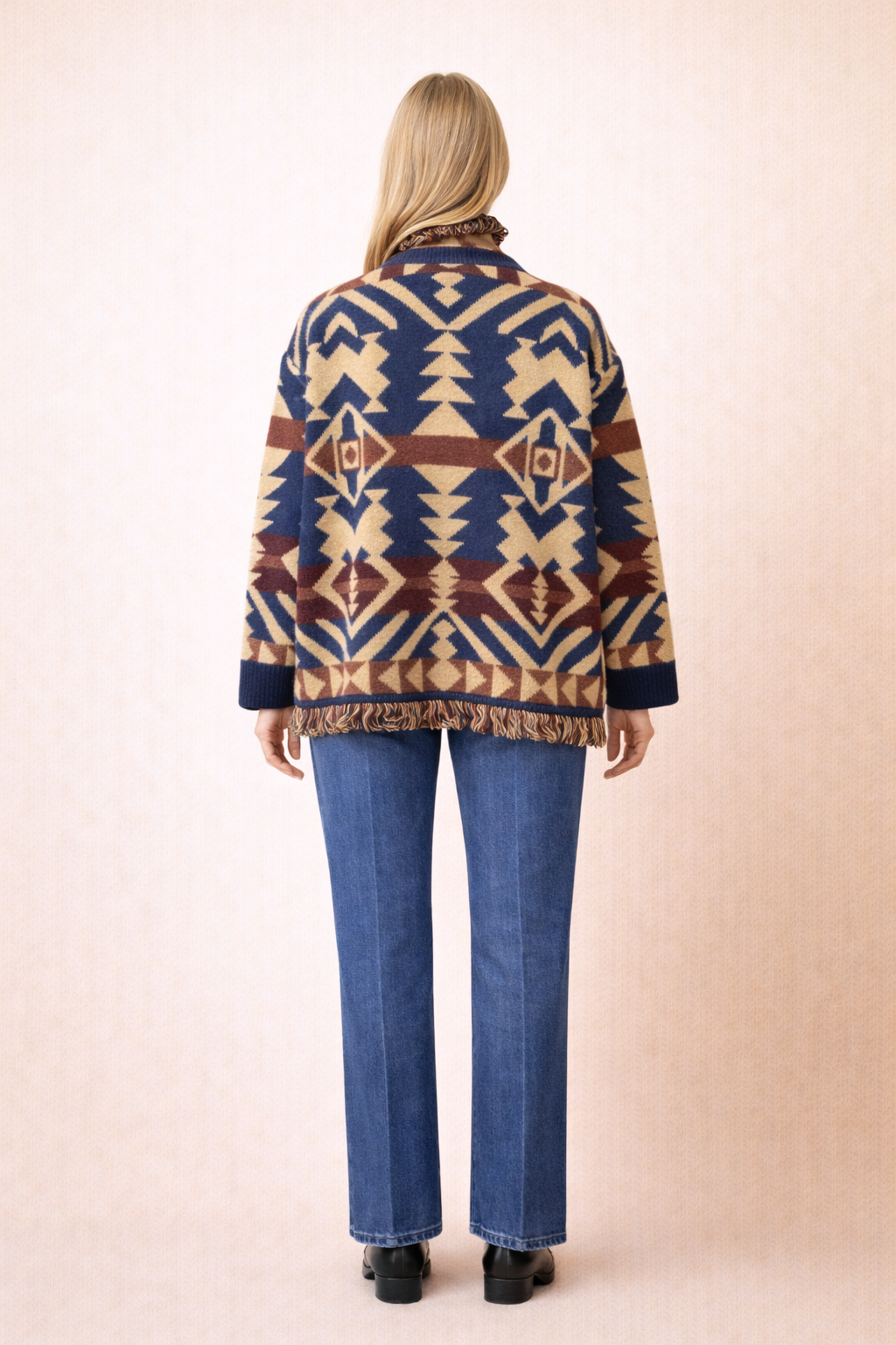 Tribal Knit Fringe Cardigan