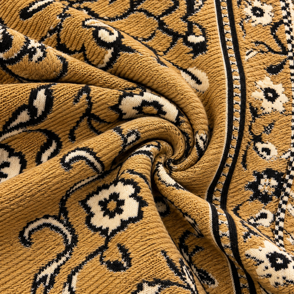 Women's Relaxed Fit Camel Floral Embroidered Cardigan Jacket