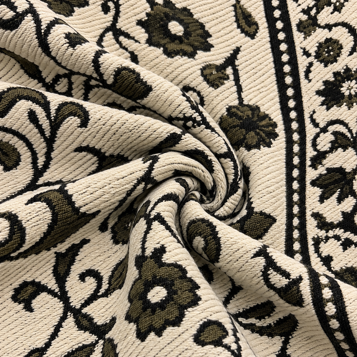 Women's Relaxed Fit Ivory & Olive Floral Embroidered Cardigan Jacket