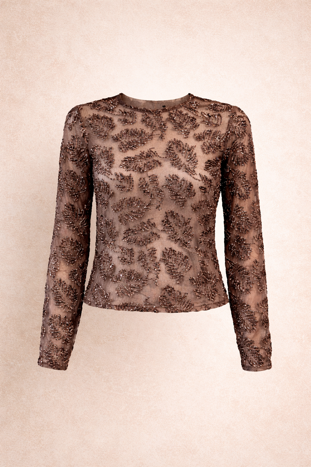 Brown sequins embroidery blouse