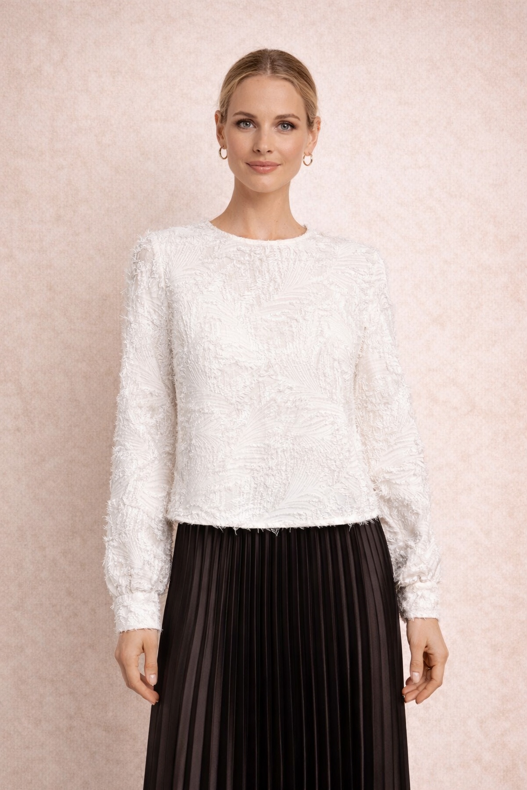 Cream textured blouse