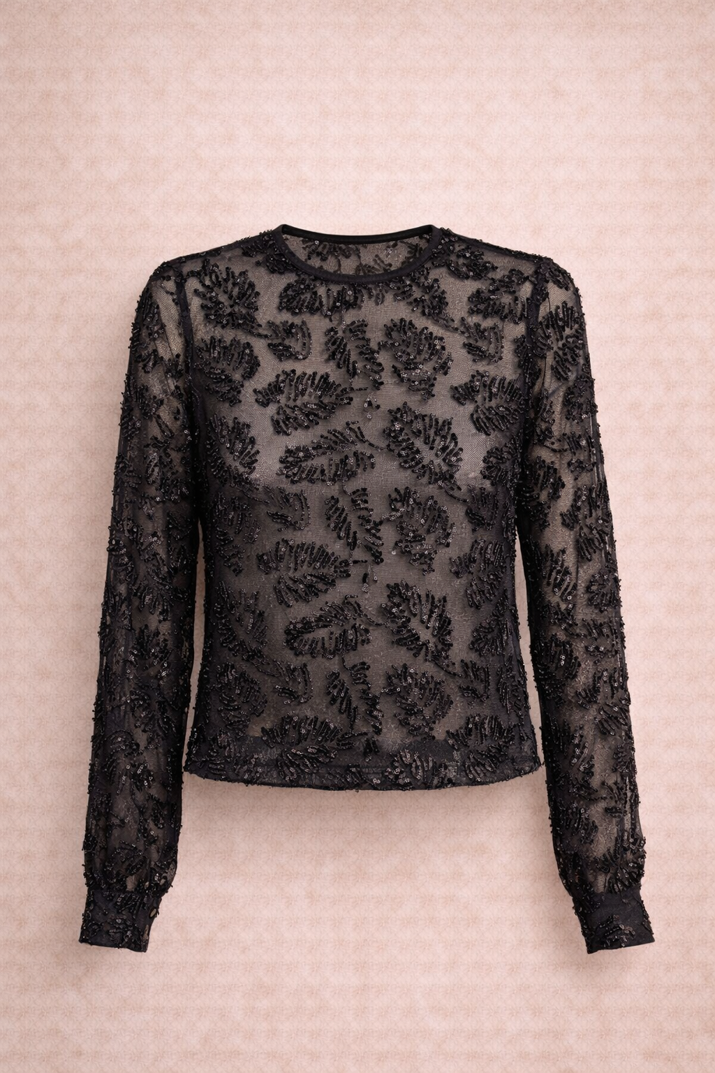 Black sequins embroidery blouse
