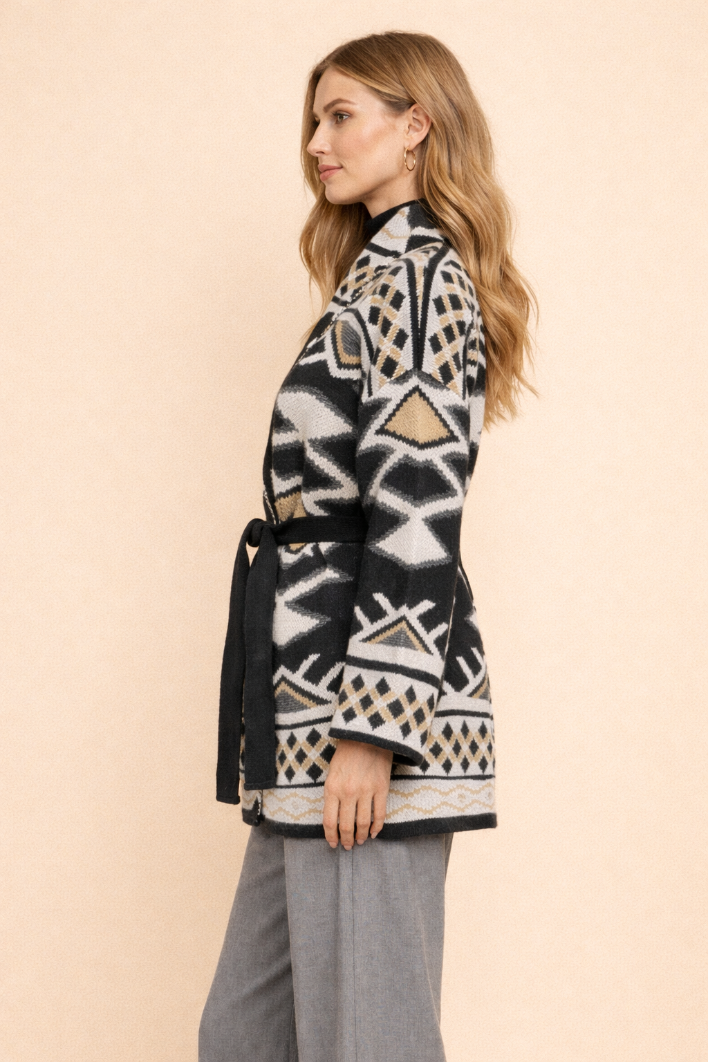 Relaxed fit printed cardigan