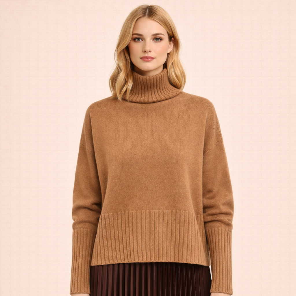 Pull coupe décontractée couleur camel
