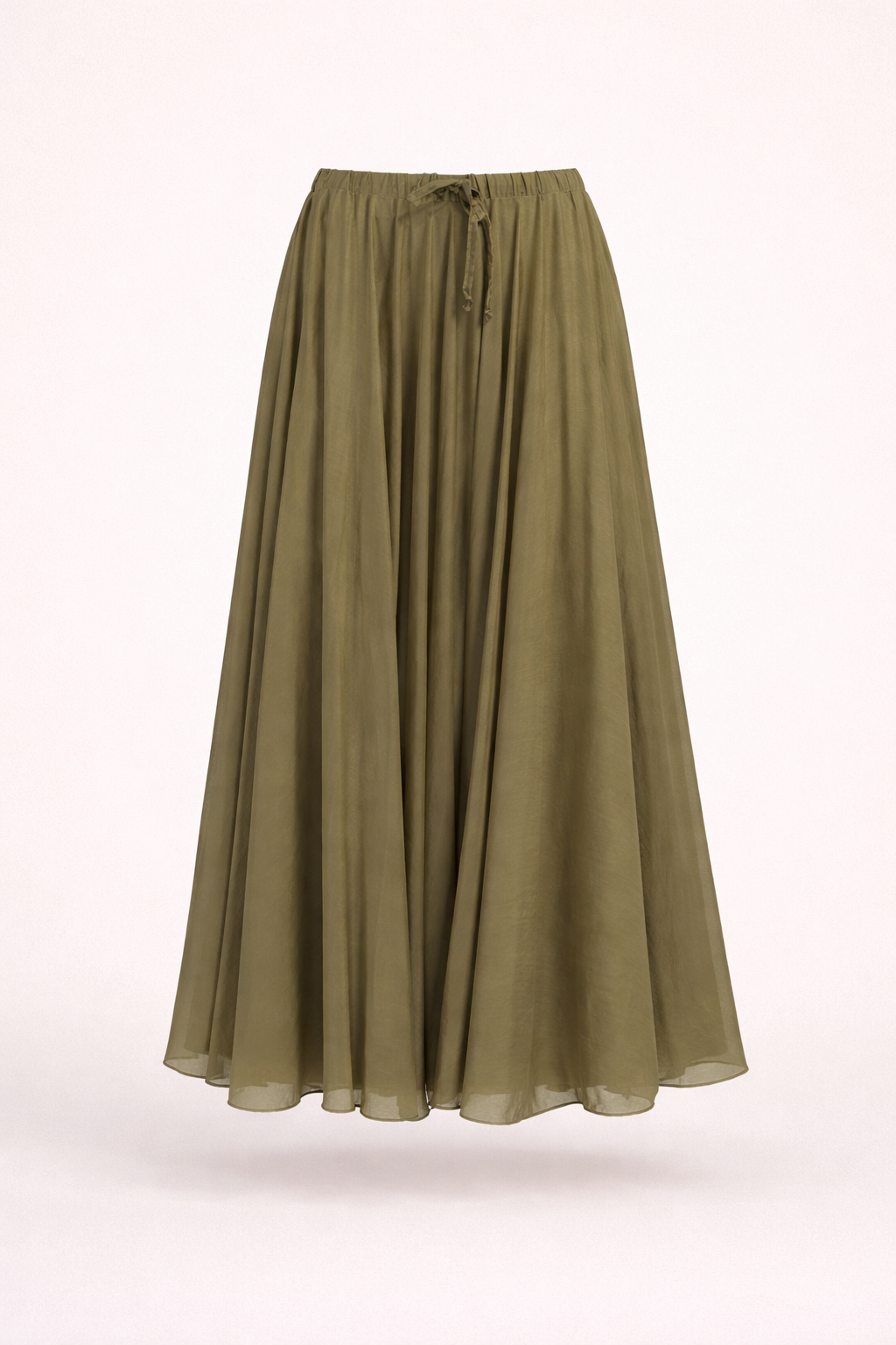 Olive Chiffon Maxi Skirt - Flowing Lightweight Elegant Skirt