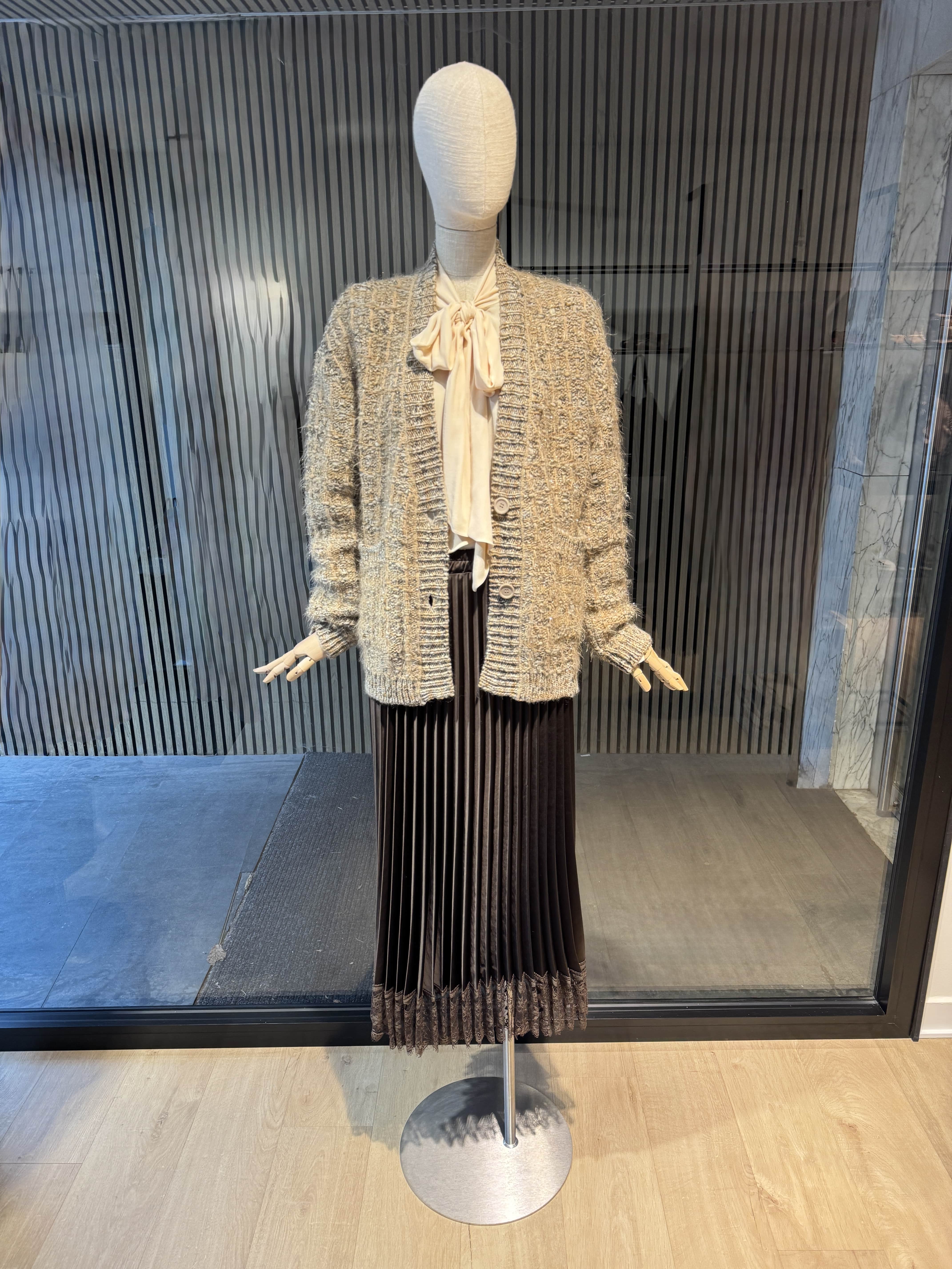Relaxed fit chanel style beige cardigan