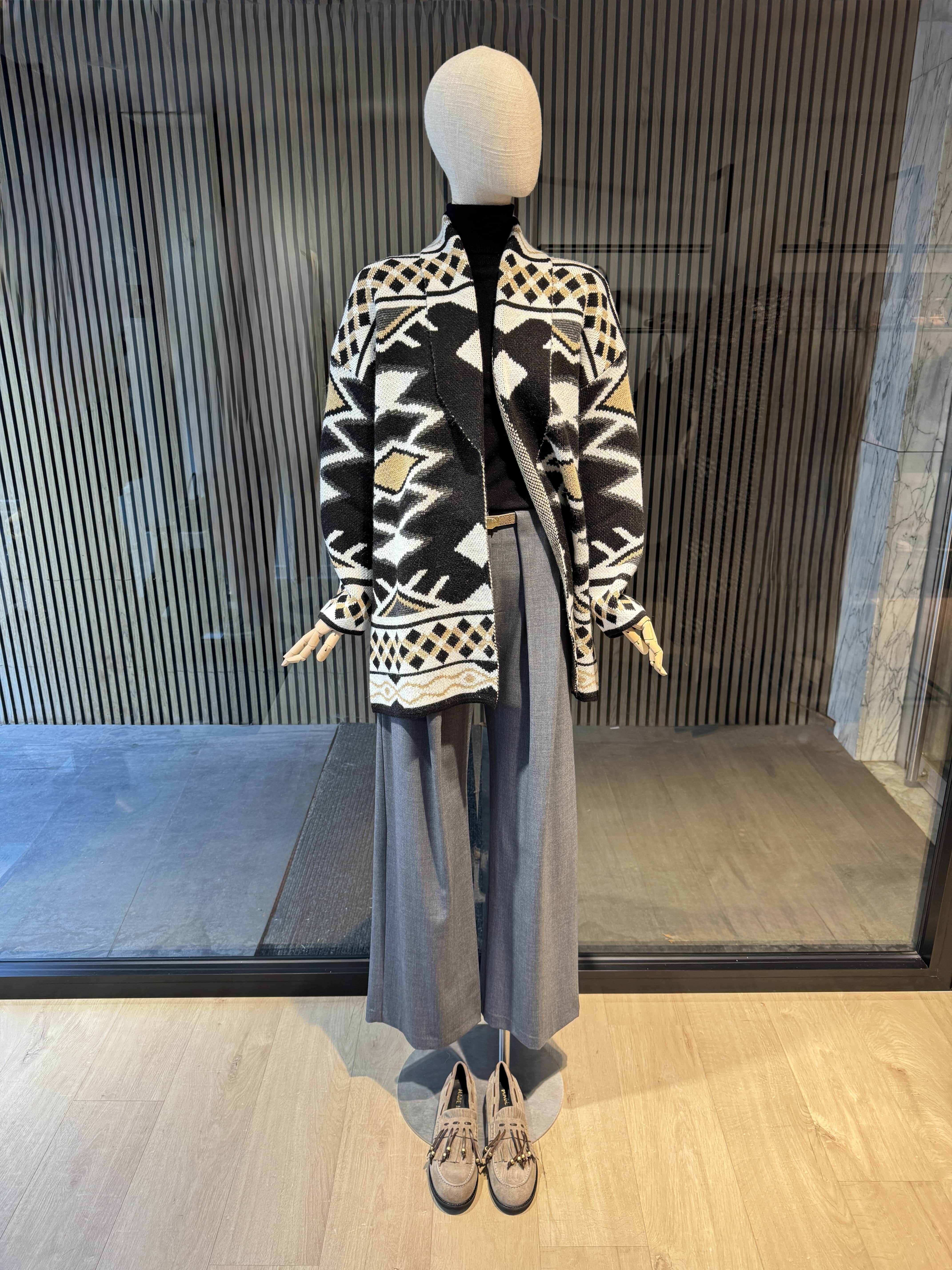 Relaxed fit printed cardigan