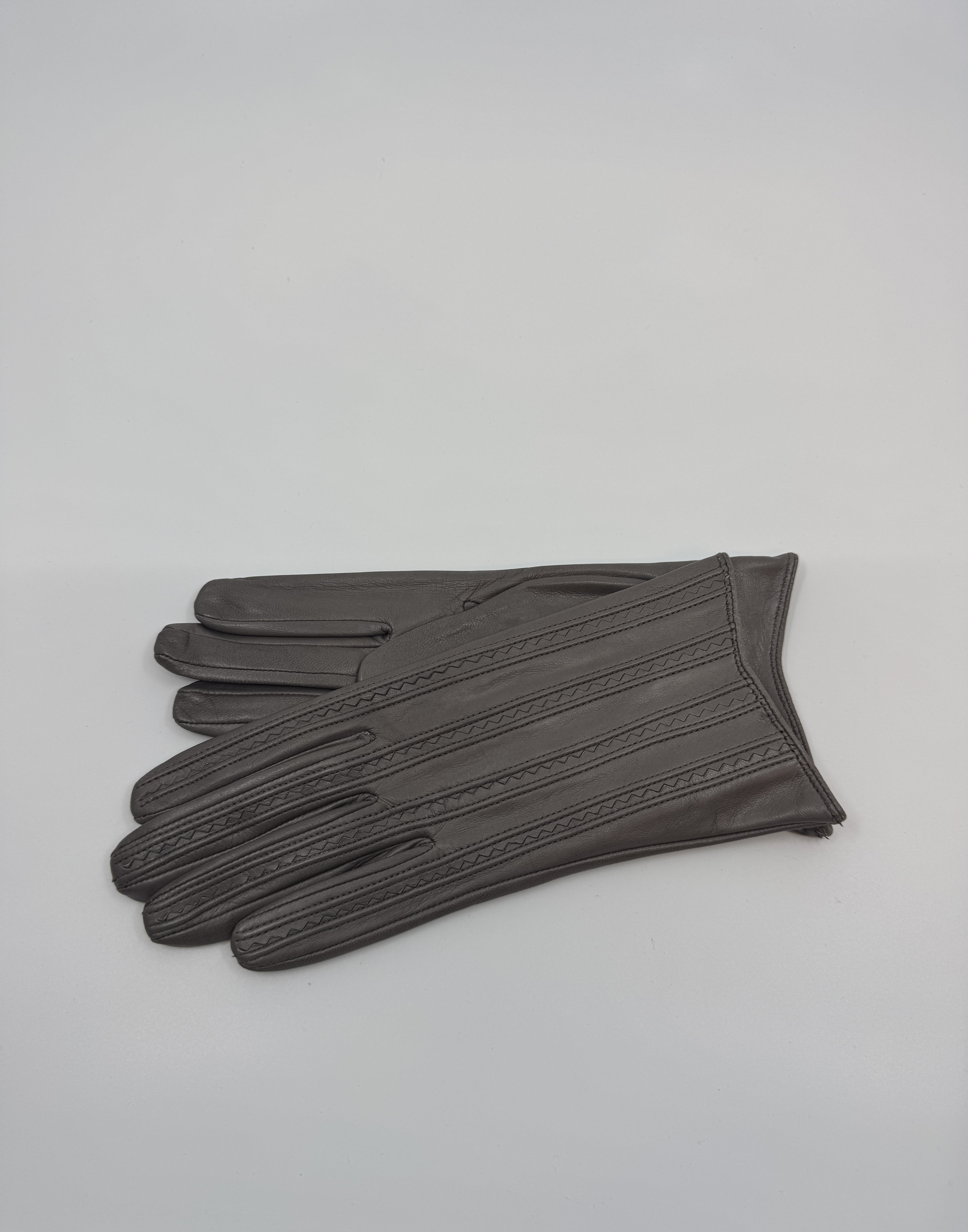 Pavia women's light grey leather gloves