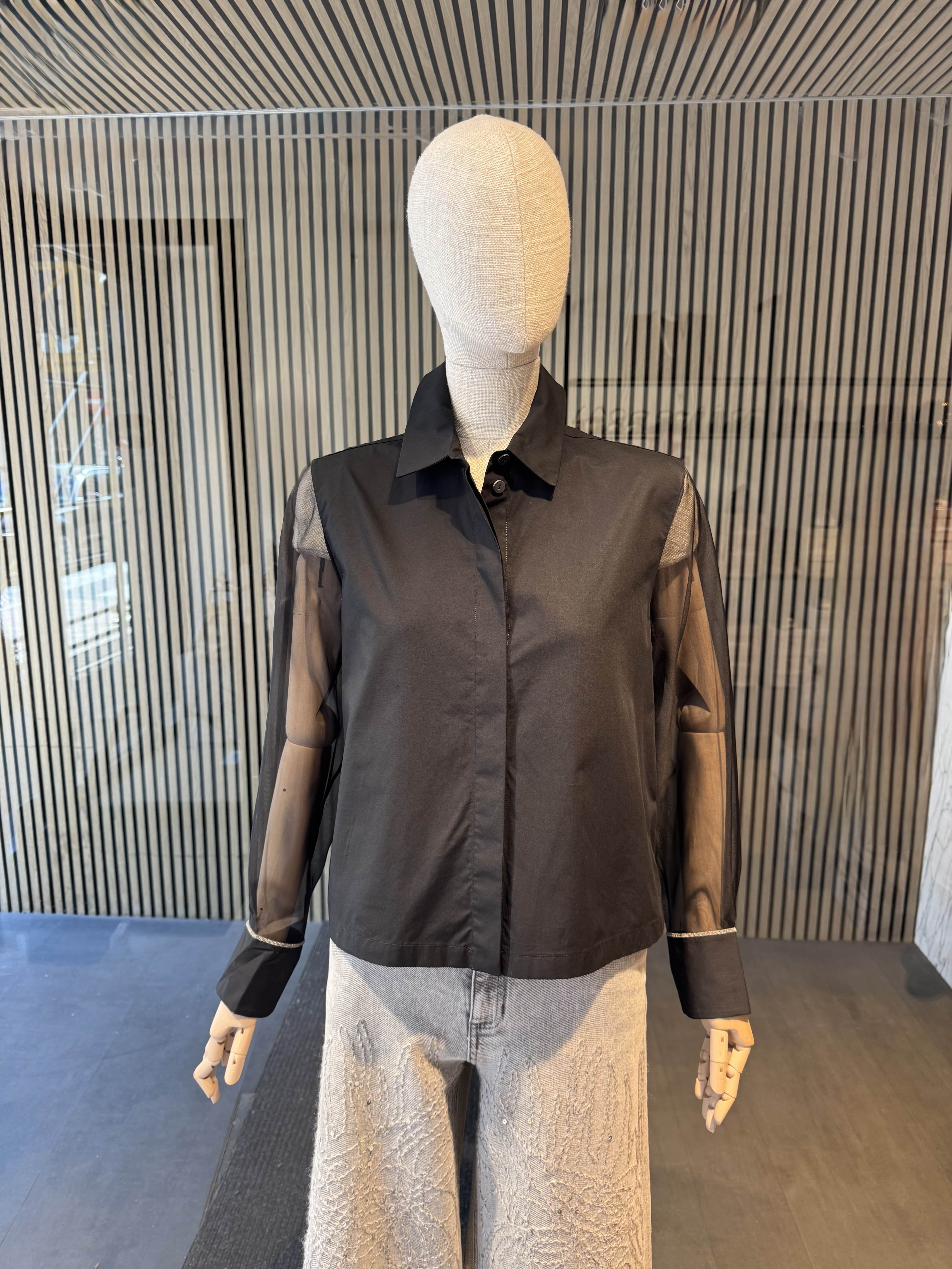 Cotton shirt with silk sleeves