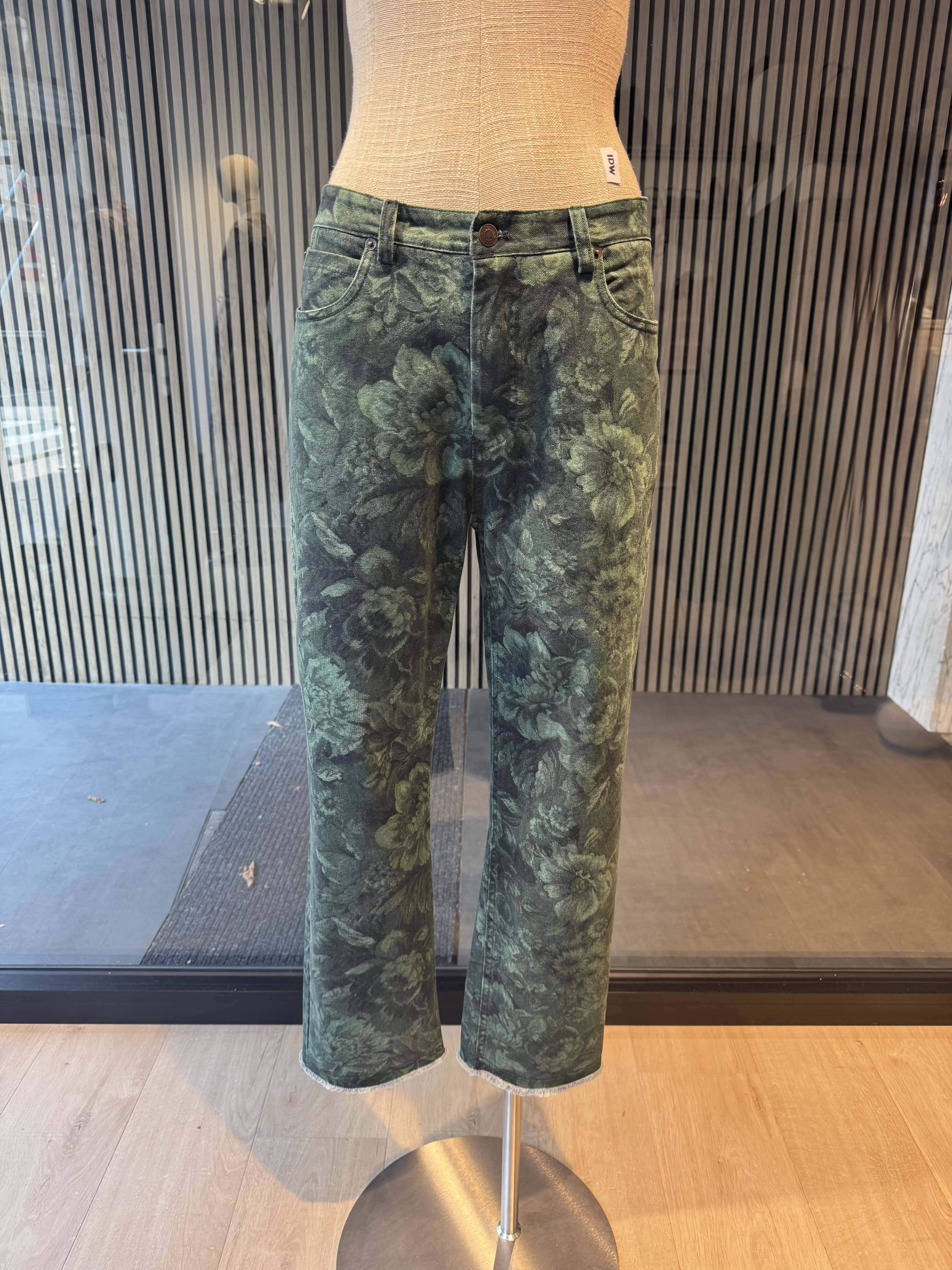 Green jeans with ornament
