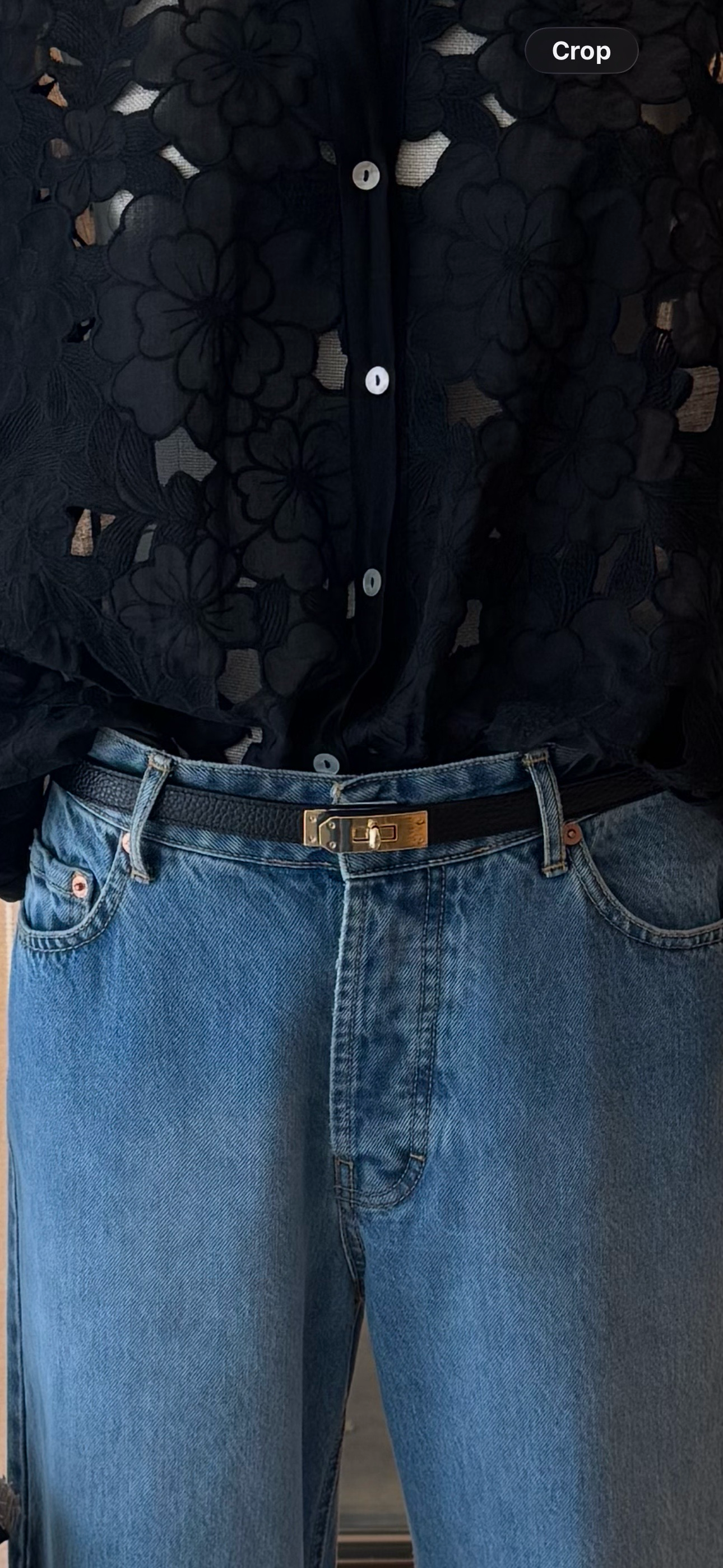 Slim Black Gold Lock Belt