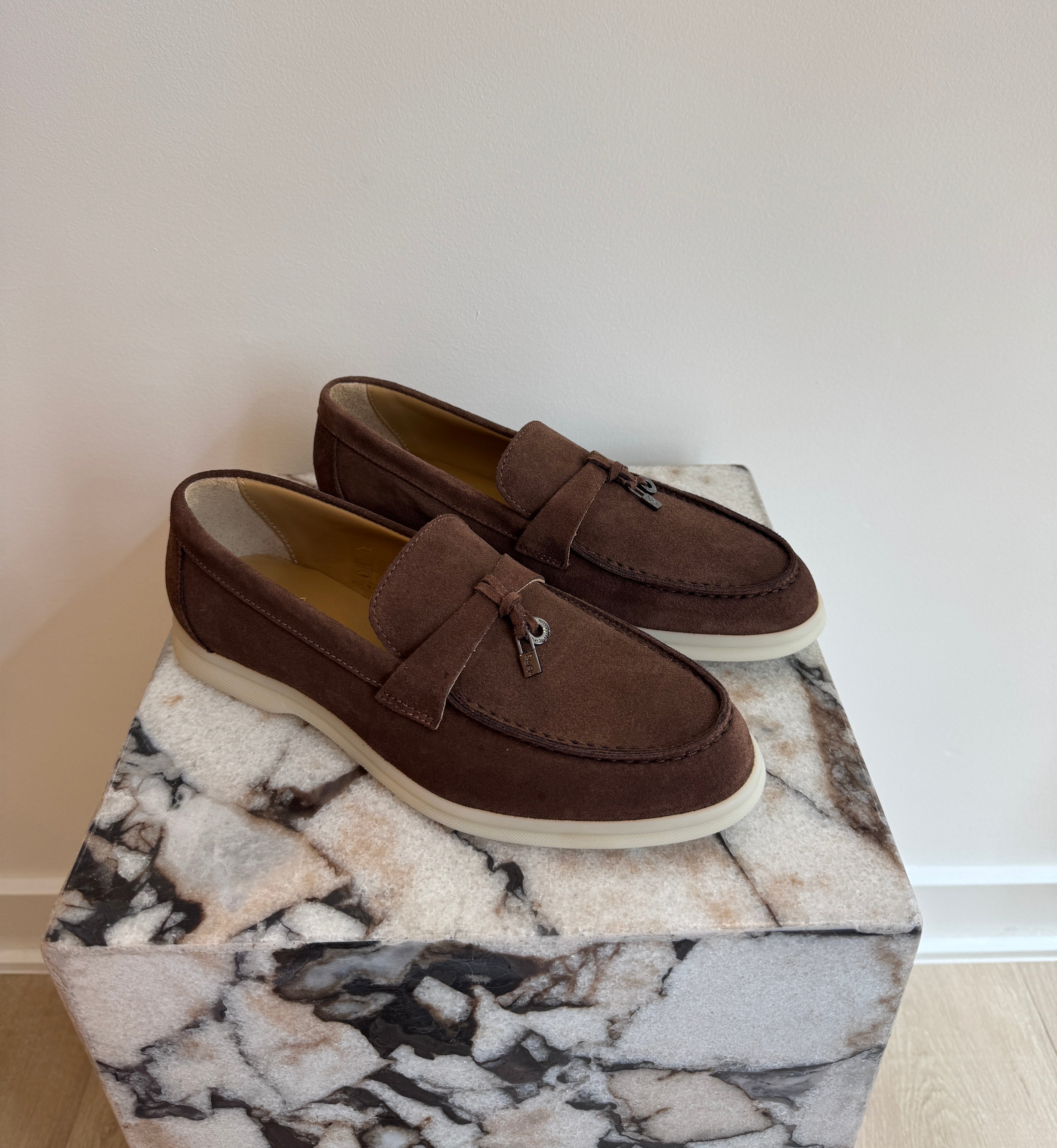 Women's Italian Suede Loafers - Chocolate Brown Slip-On Leather Flats With Lightweight Sole