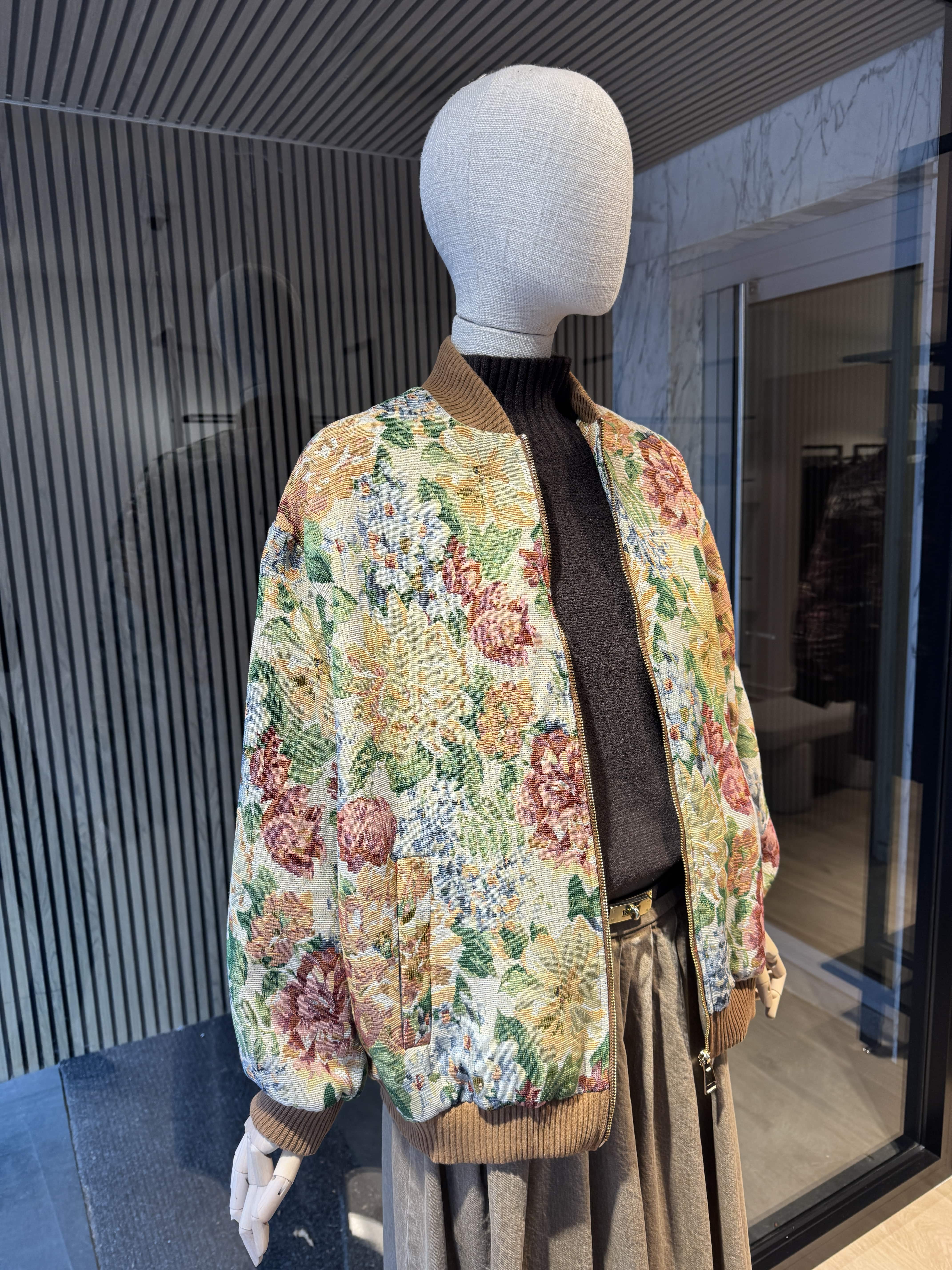 relaxed fit floral bomber jacket