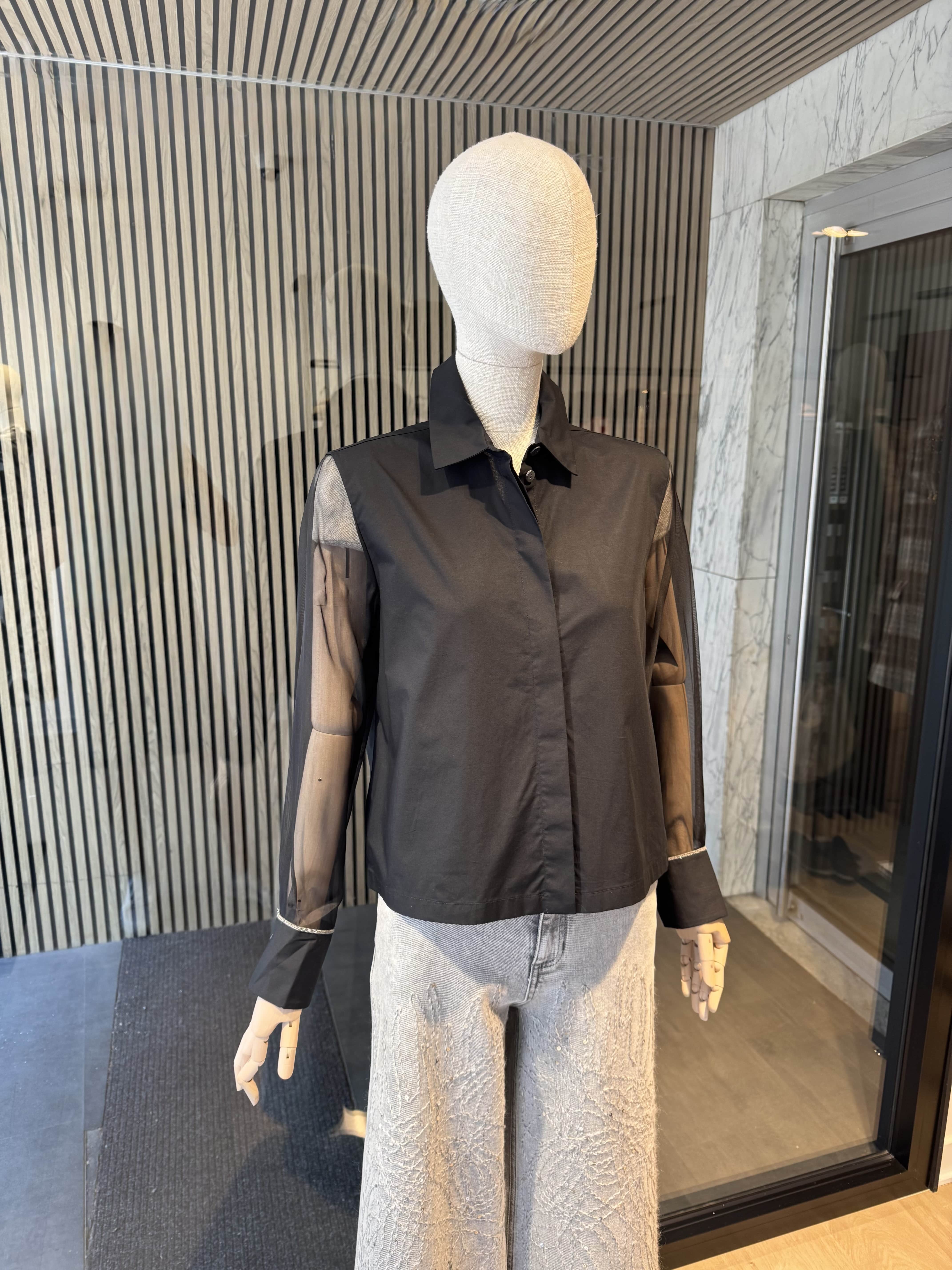 Cotton shirt with silk sleeves