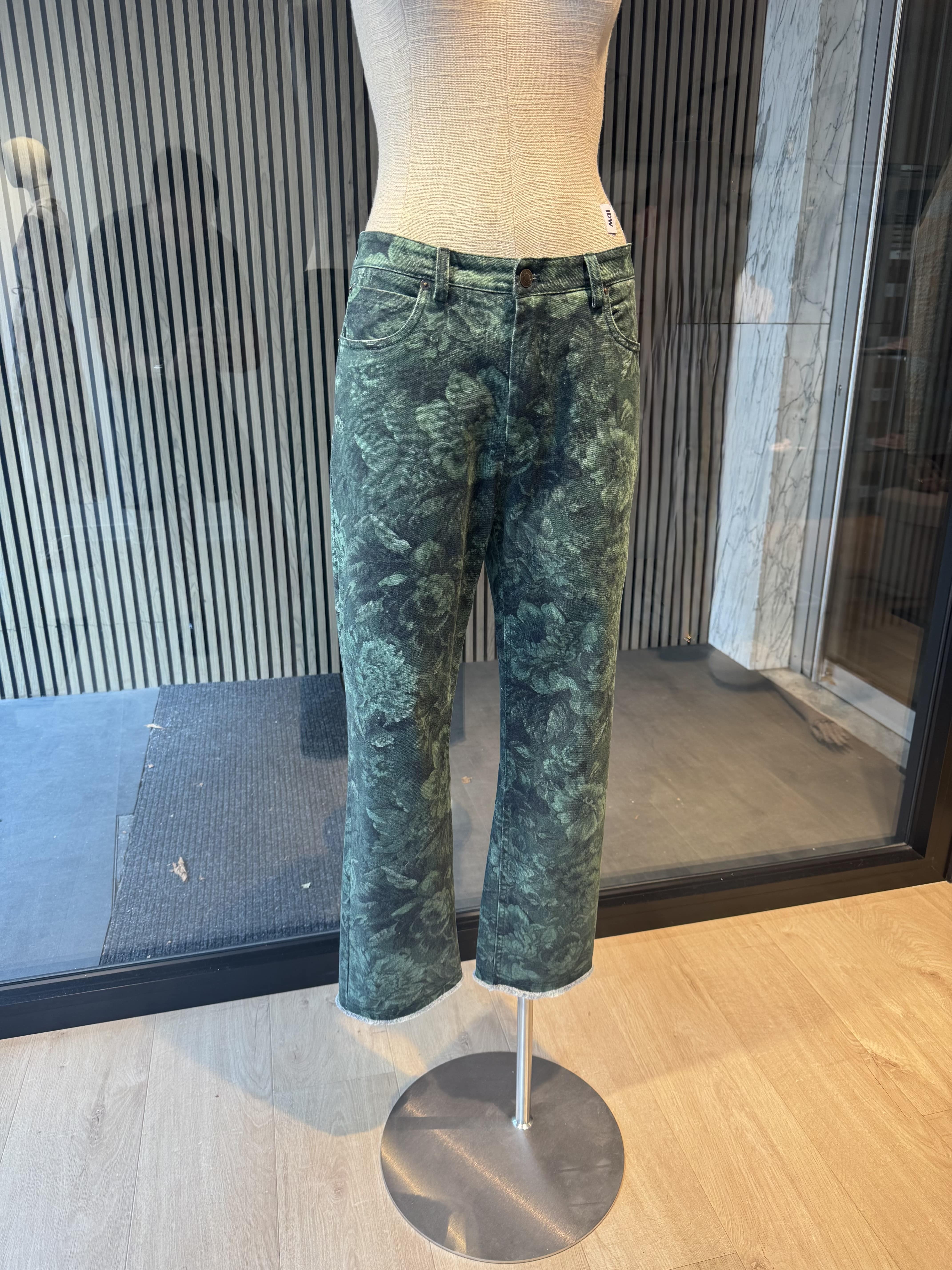Green jeans with ornament