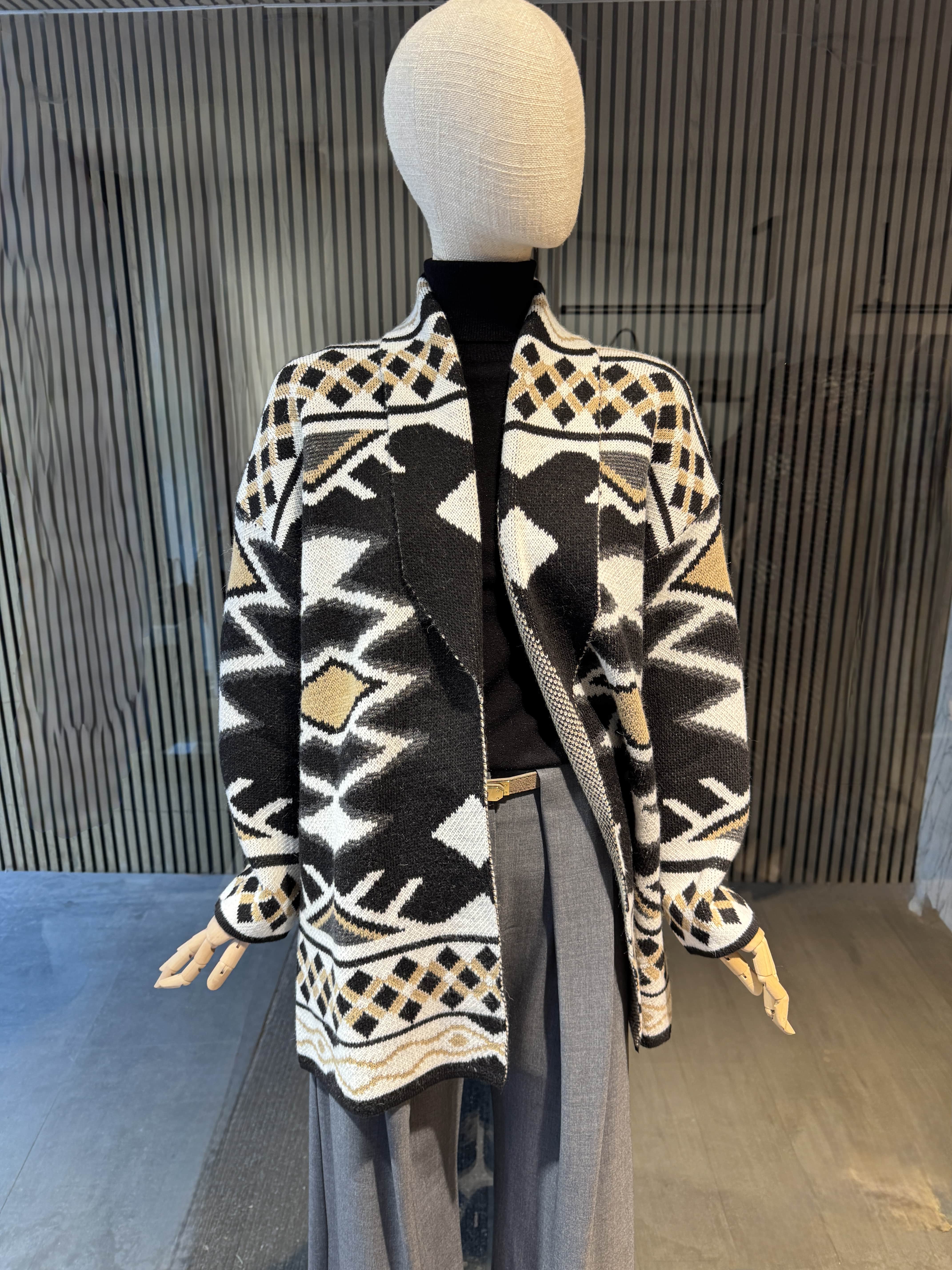 Relaxed fit printed cardigan