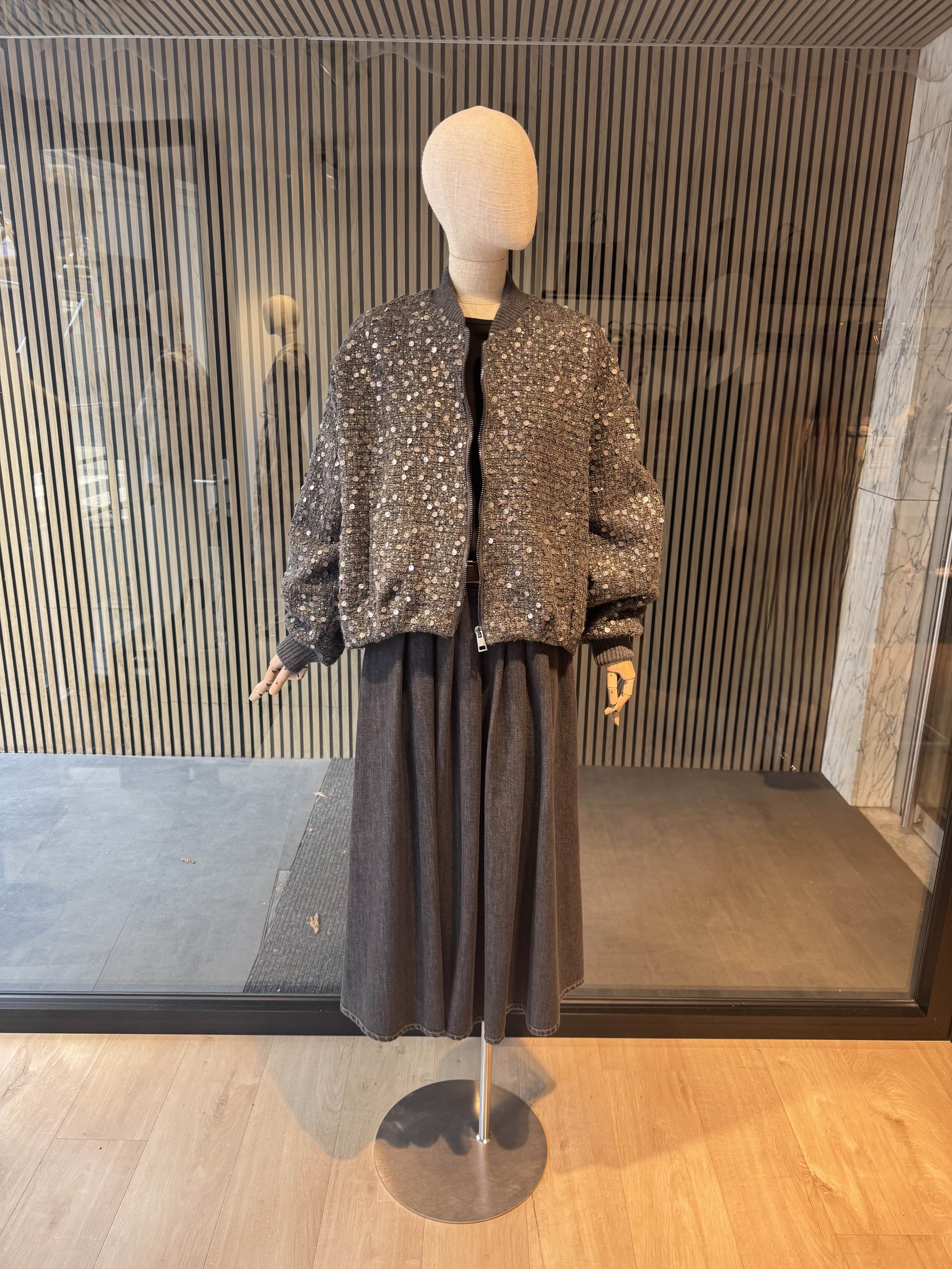 Relaxed fit  grey tweed bomber jacket