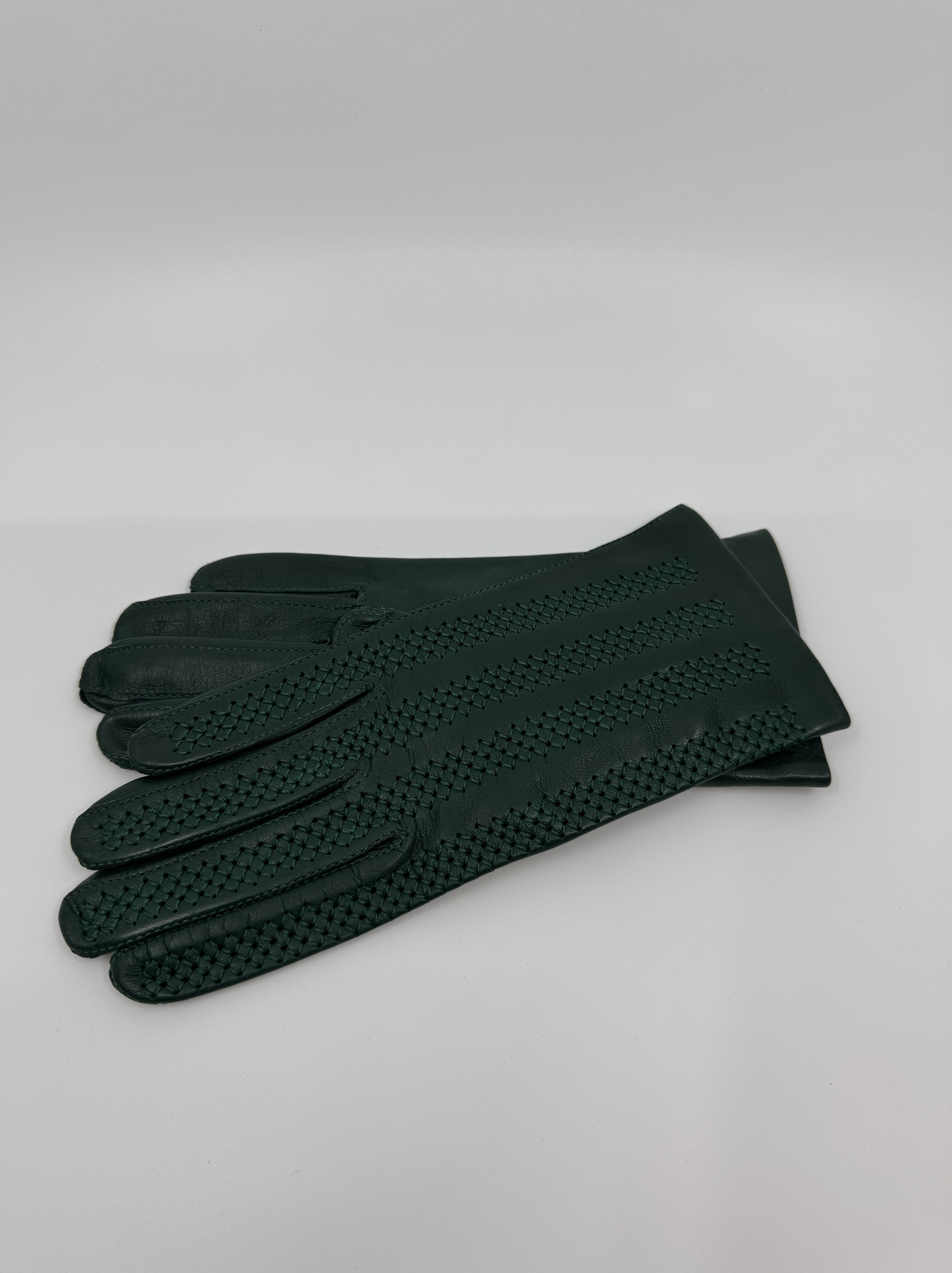 Vernazza women's green olive leather gloves