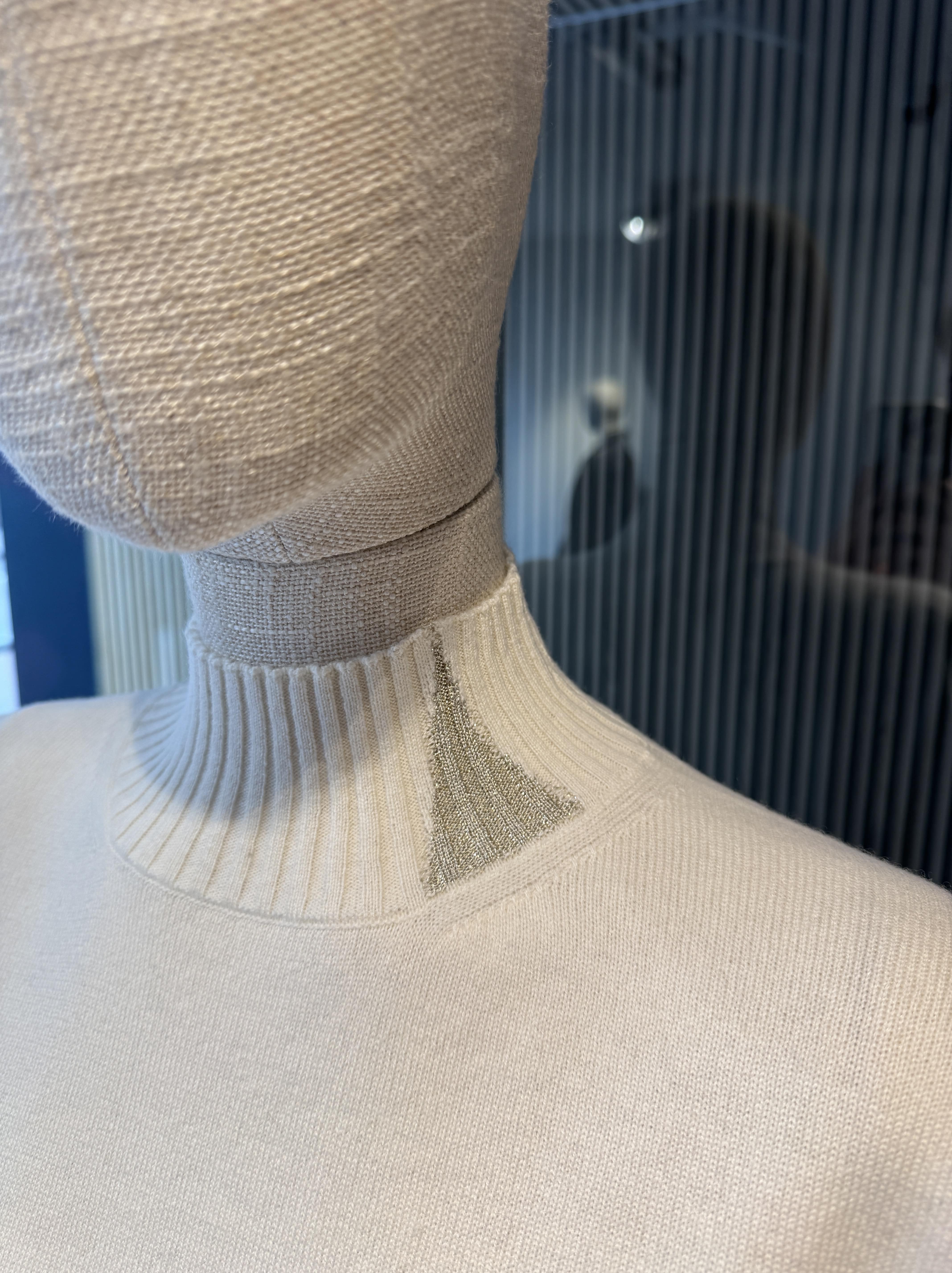 High neck relaxed fit cream knitwear