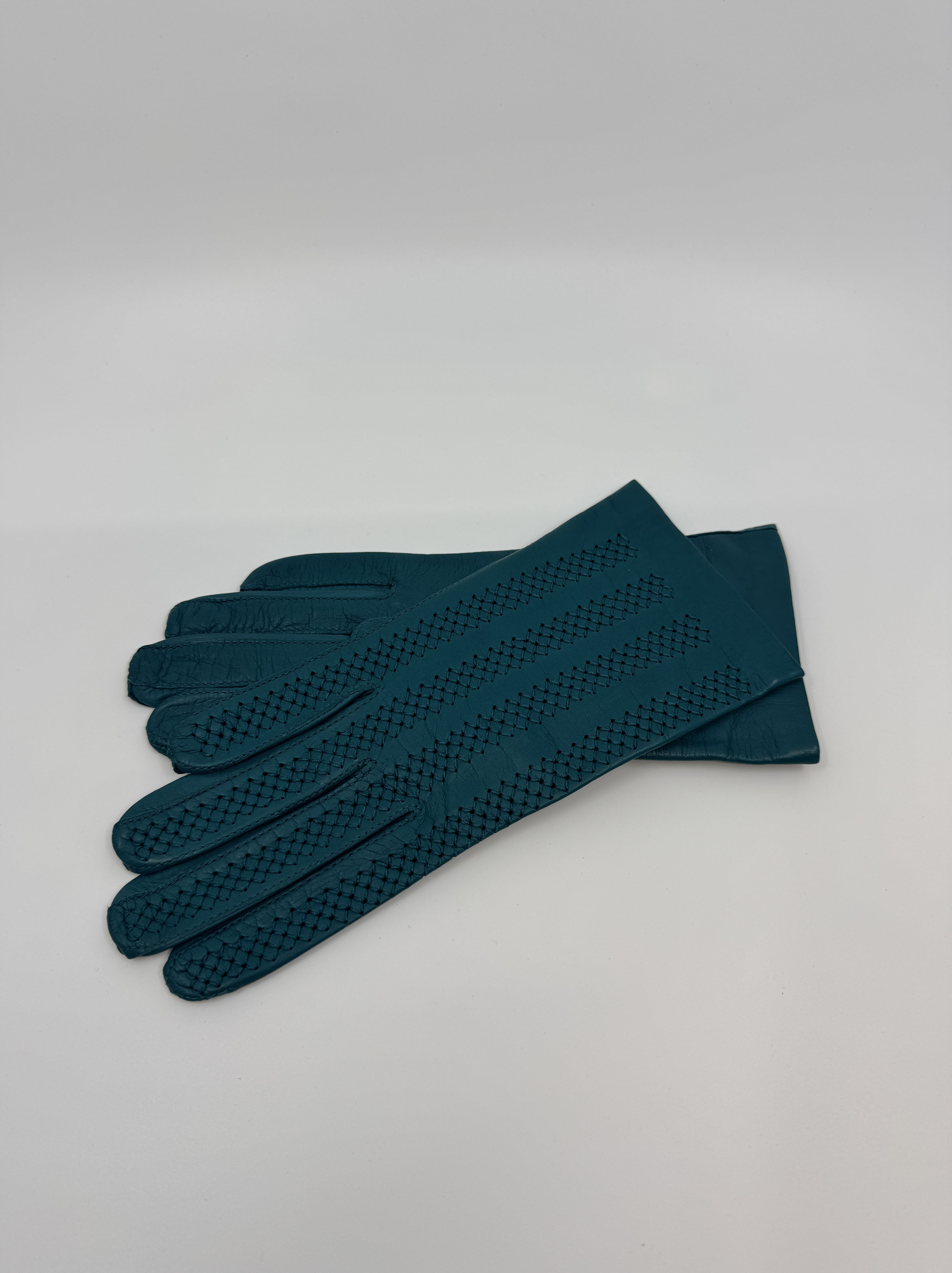 Vernazza women's petrol leather gloves