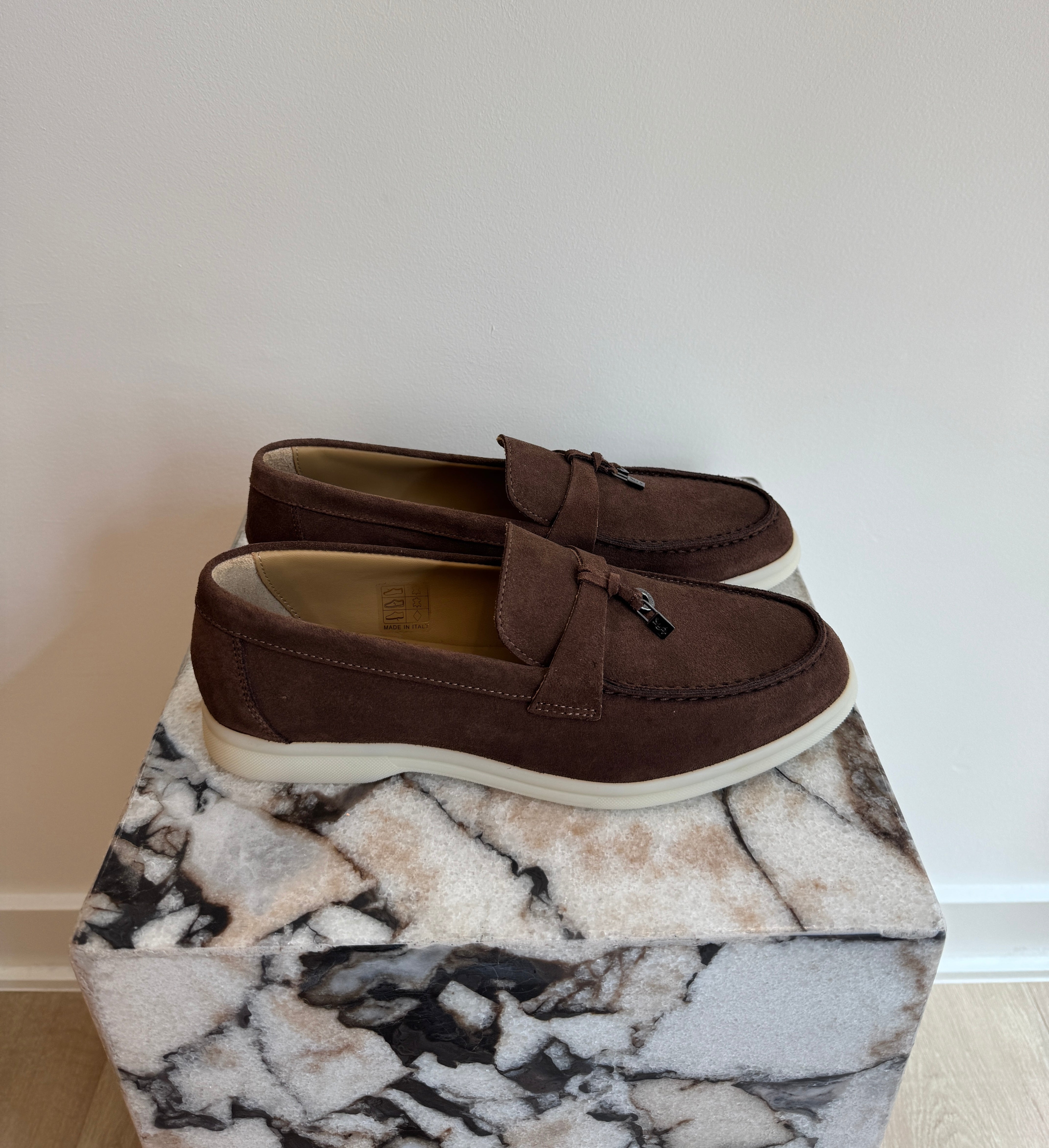 Women's Italian Suede Loafers - Chocolate Brown Slip-On Leather Flats With Lightweight Sole