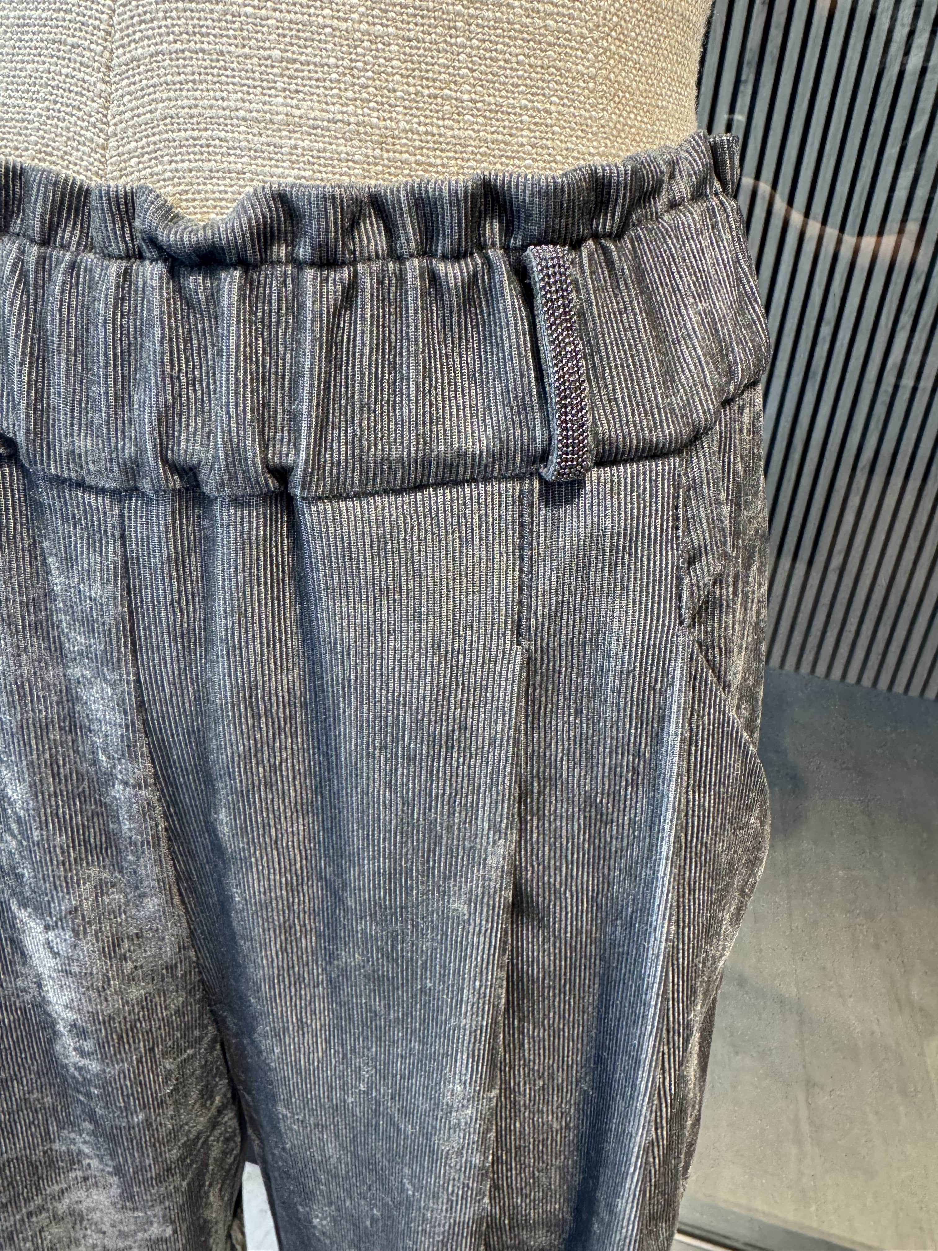 Relaxed fit corduroy trousers with silver lines