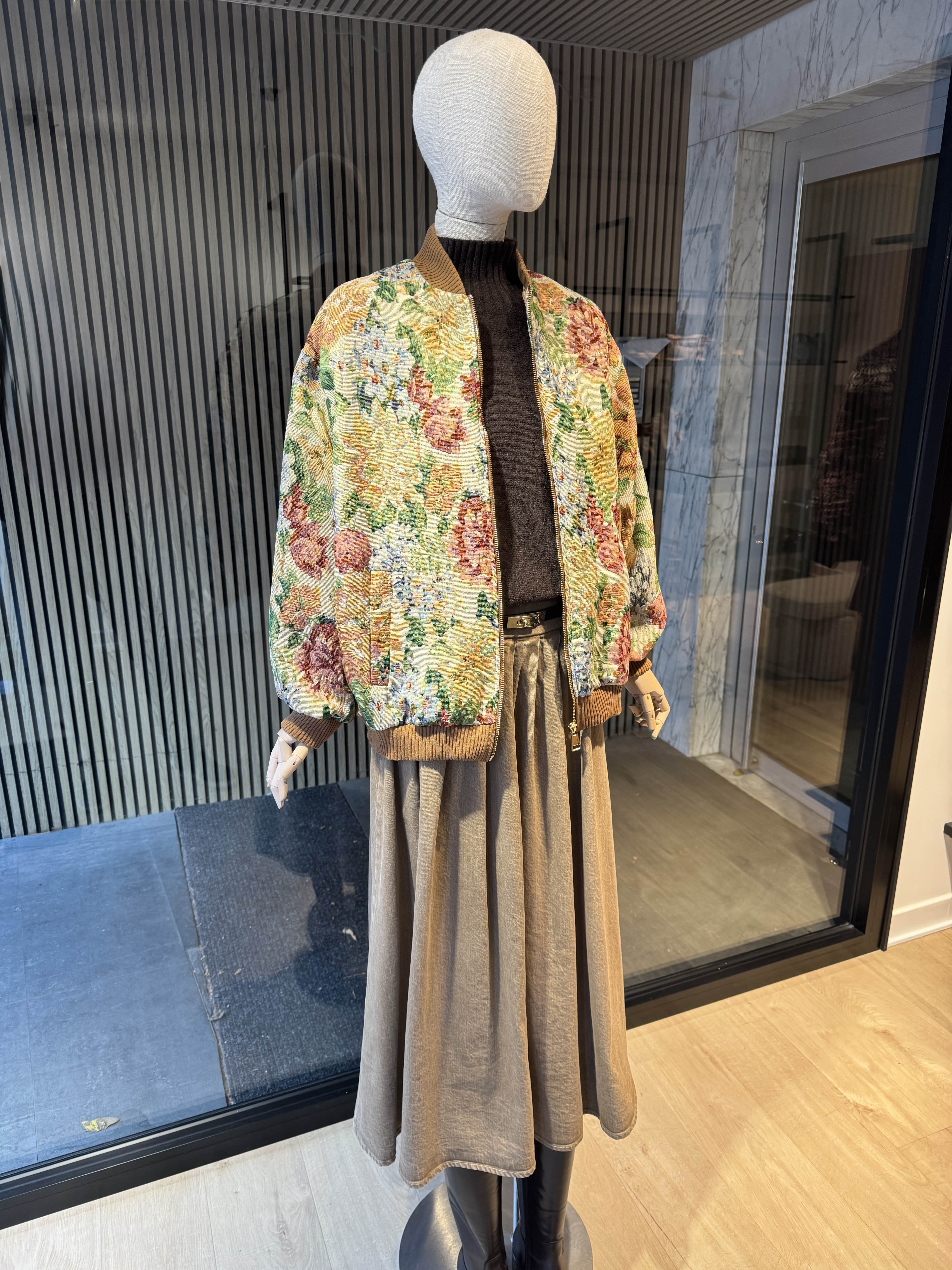 relaxed fit floral bomber jacket