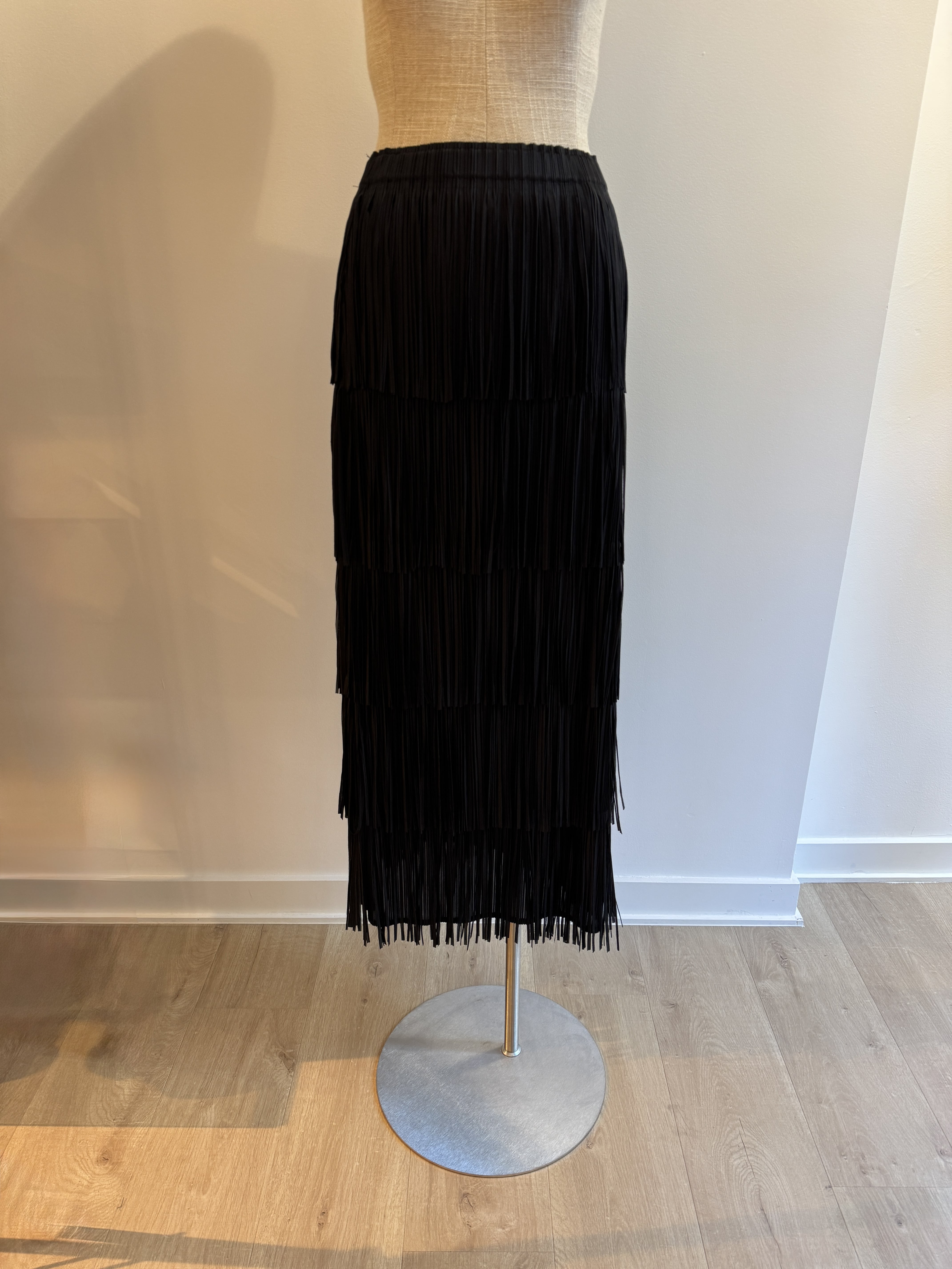 Long black skirt with fringes