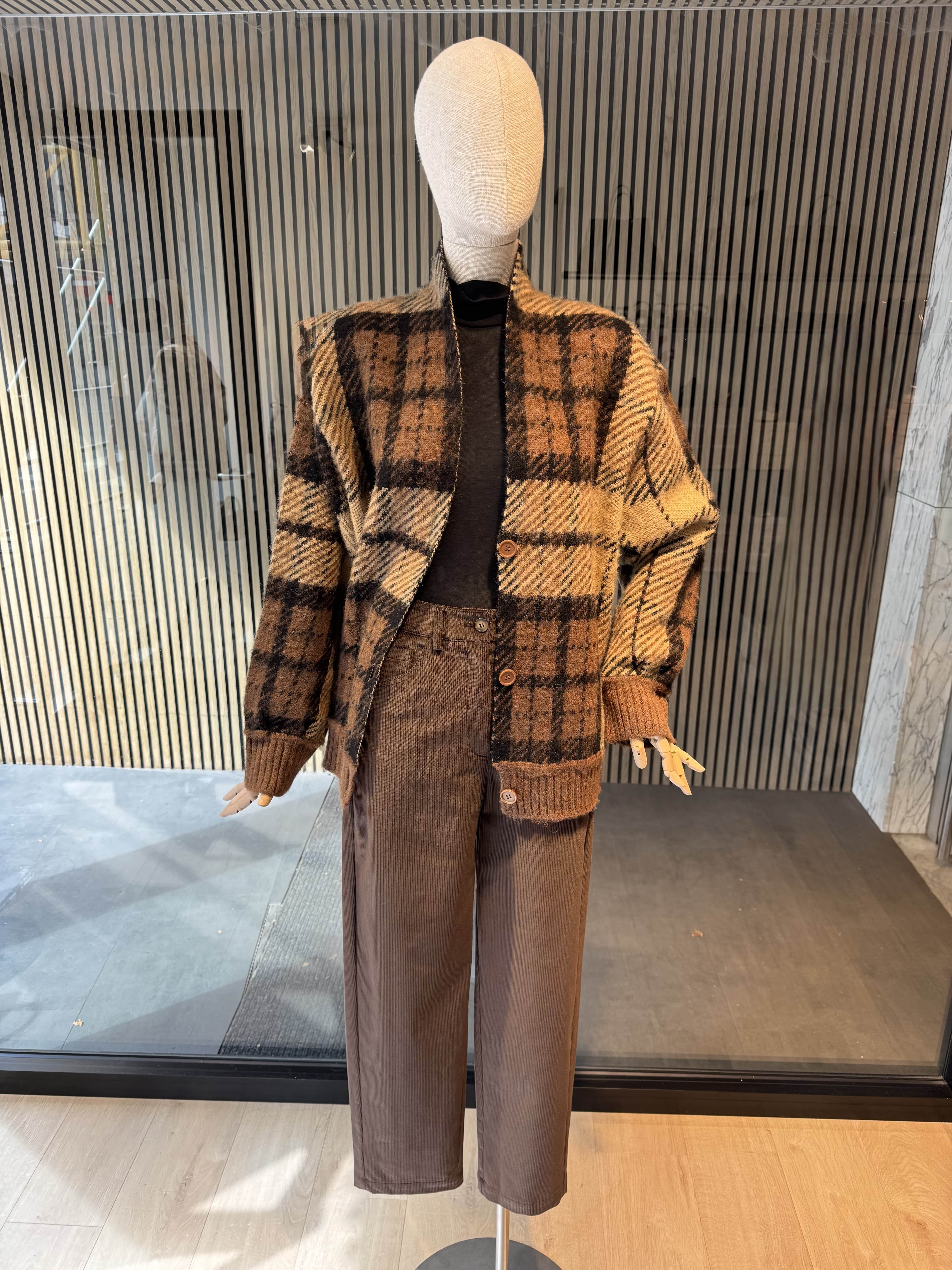 Oversized check cardigan