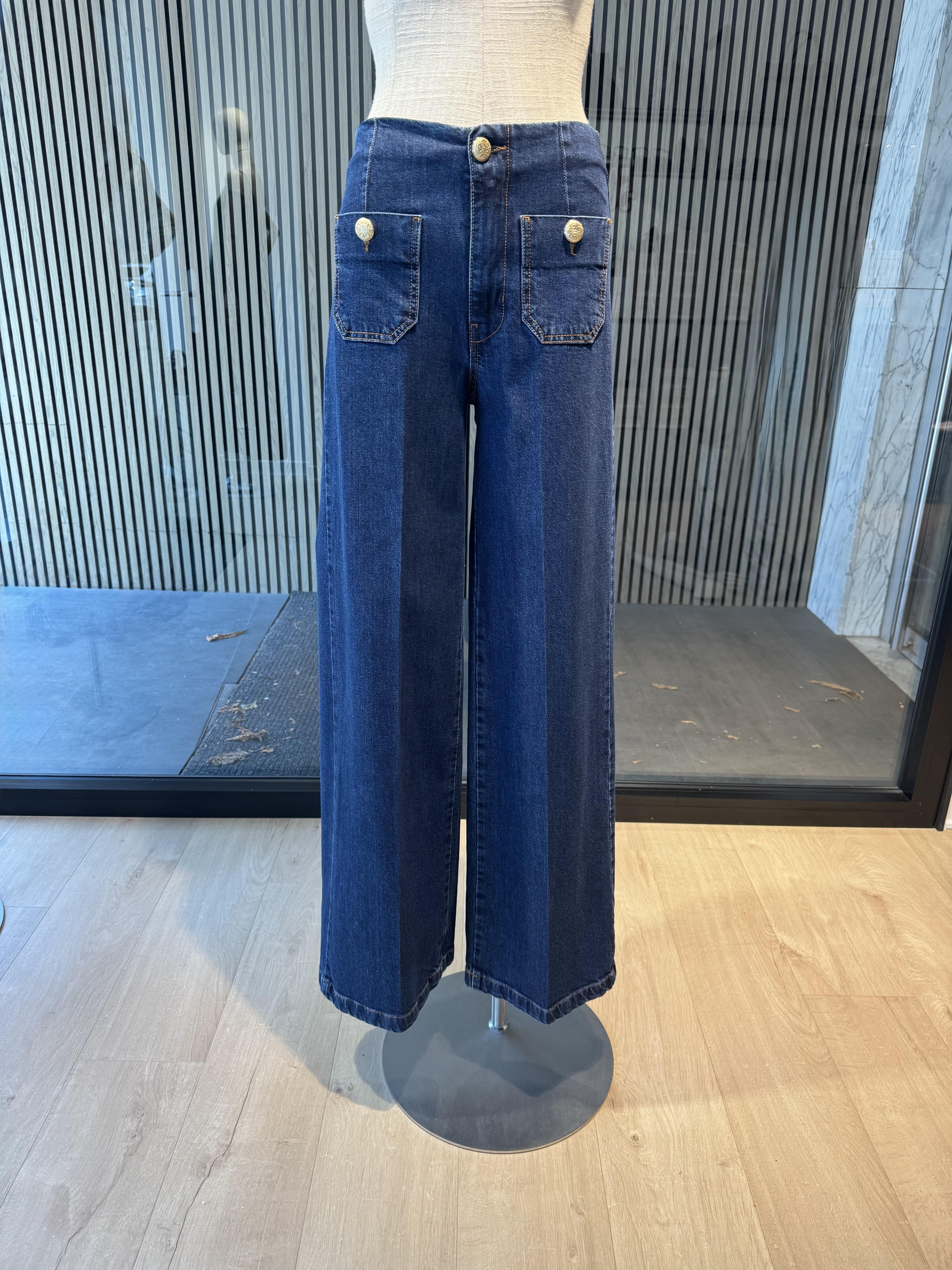 Jeans with gold buttons