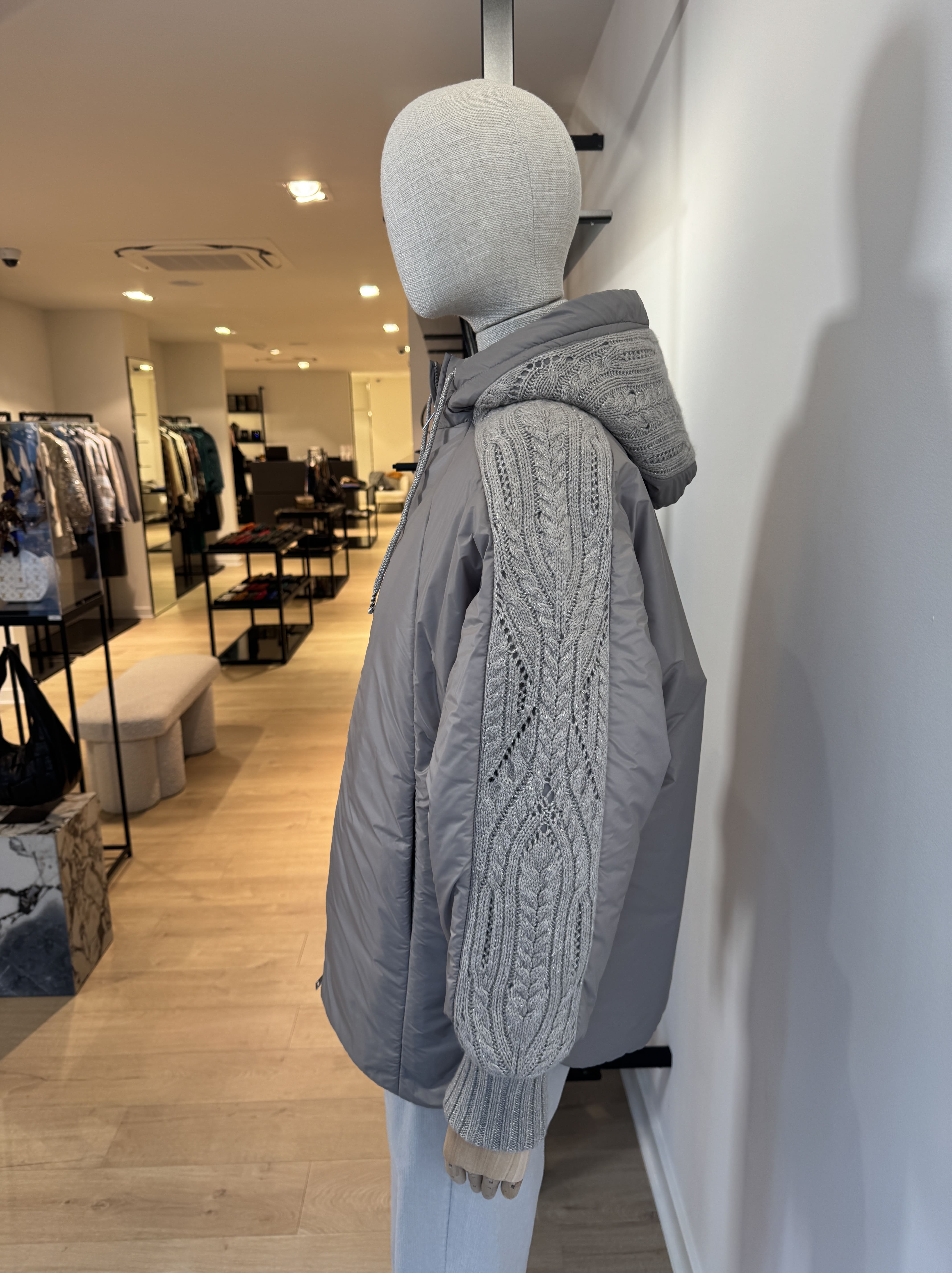 Relaxed fit padded jacket with knit details