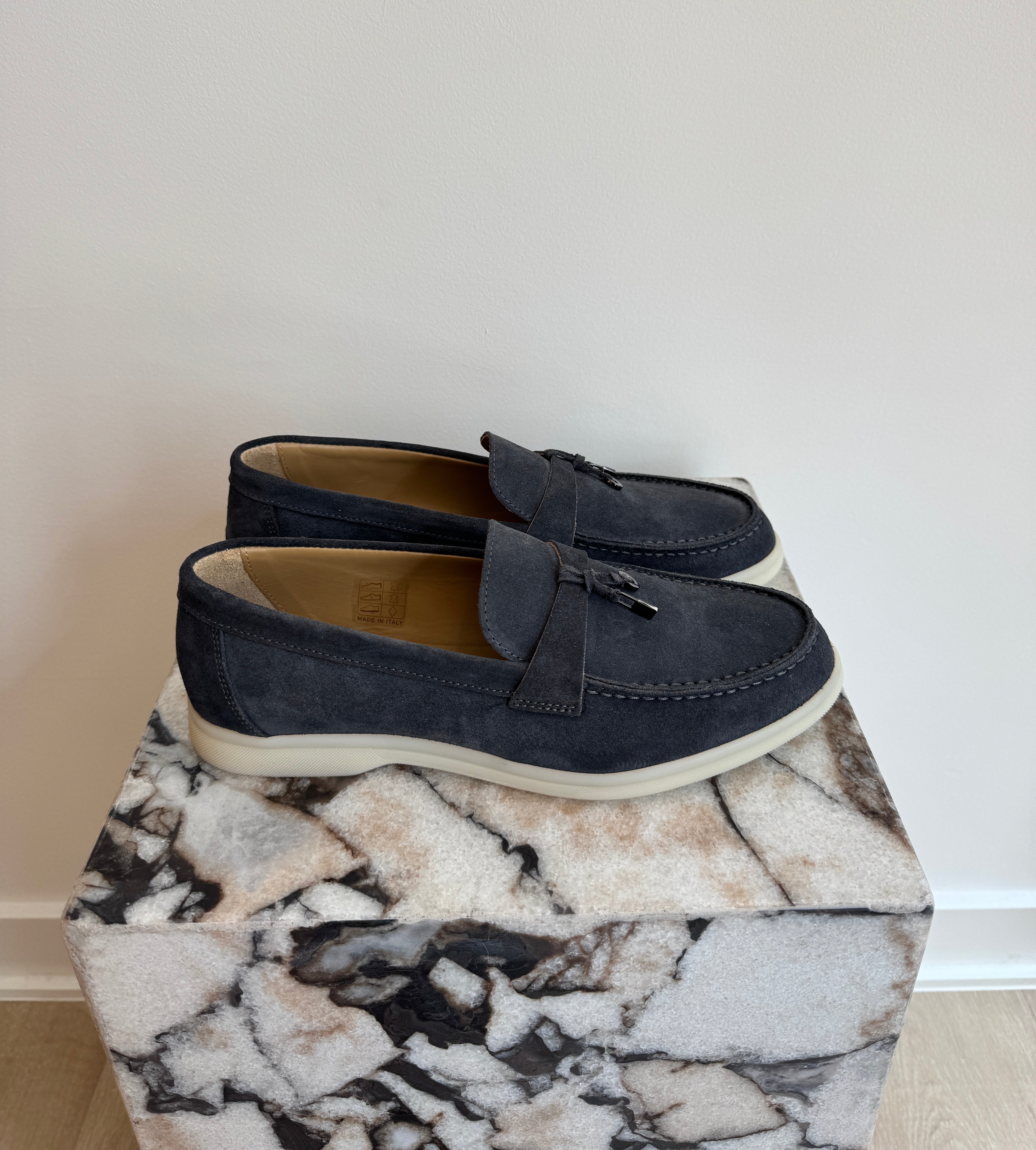 Women's Italian Suede Loafers - Dark Grey Slip-On Leather Flats With Lightweight Sole