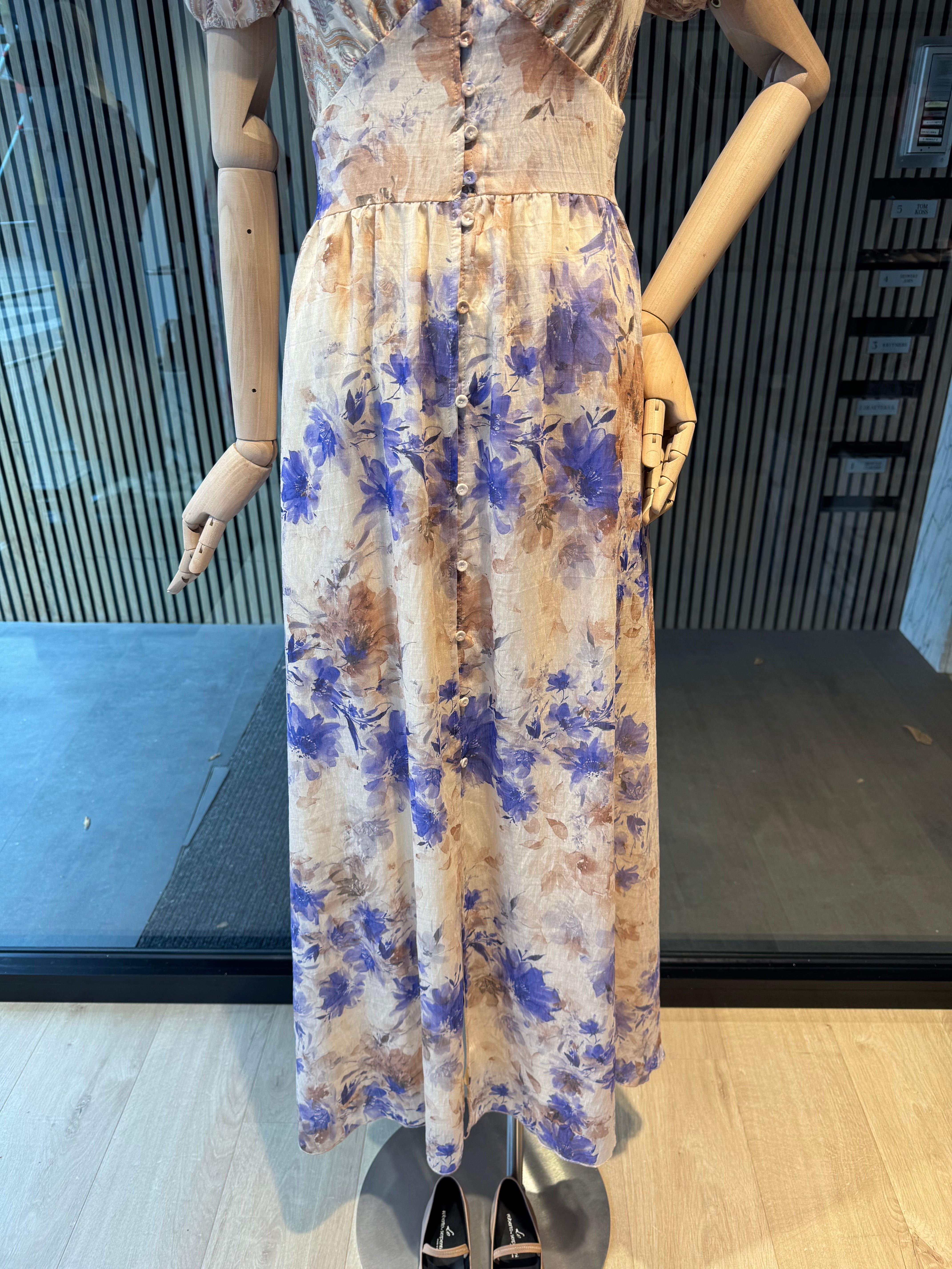 Cream purple floral dress