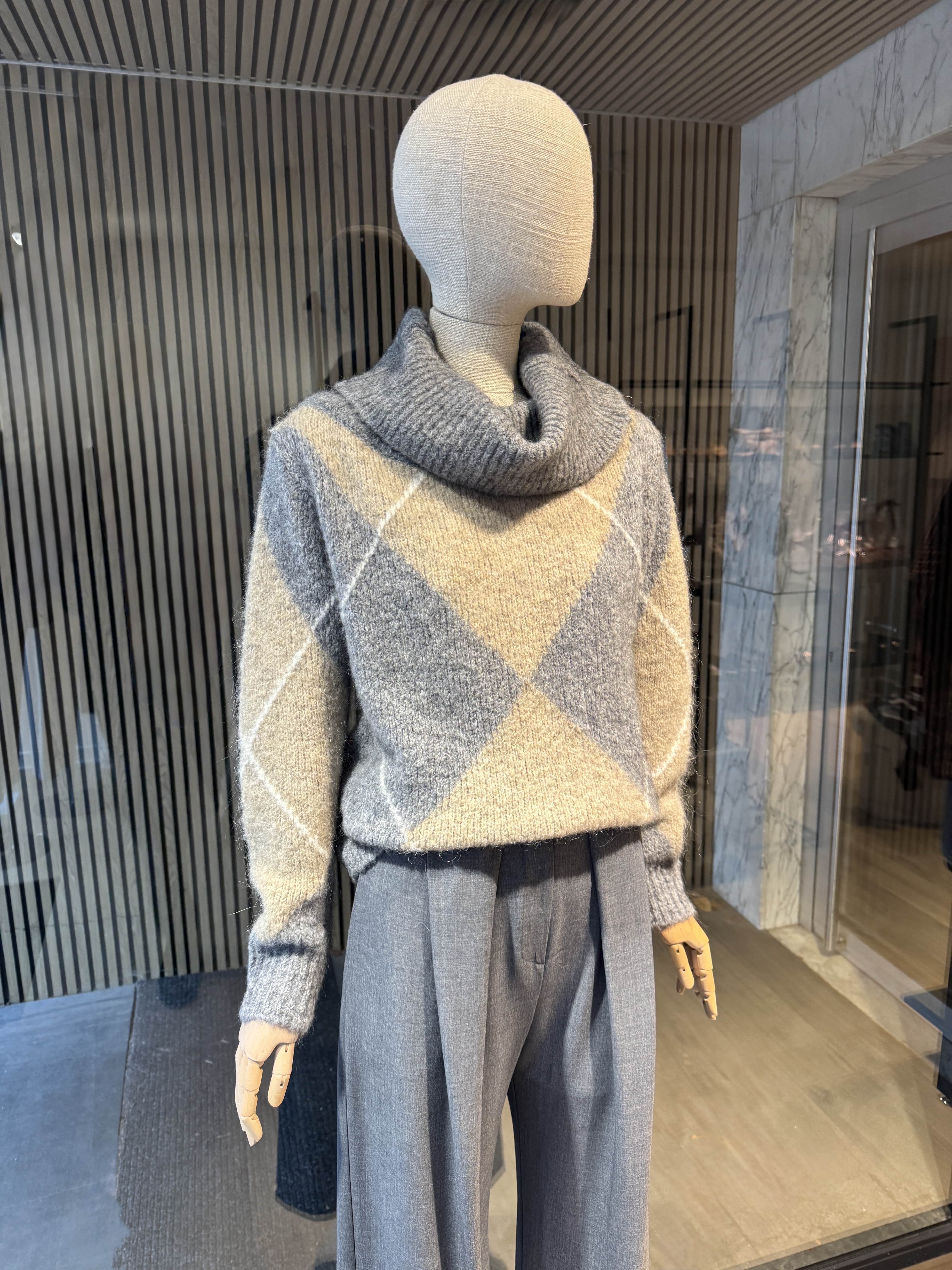 Relaxed fit grey/beige sweater