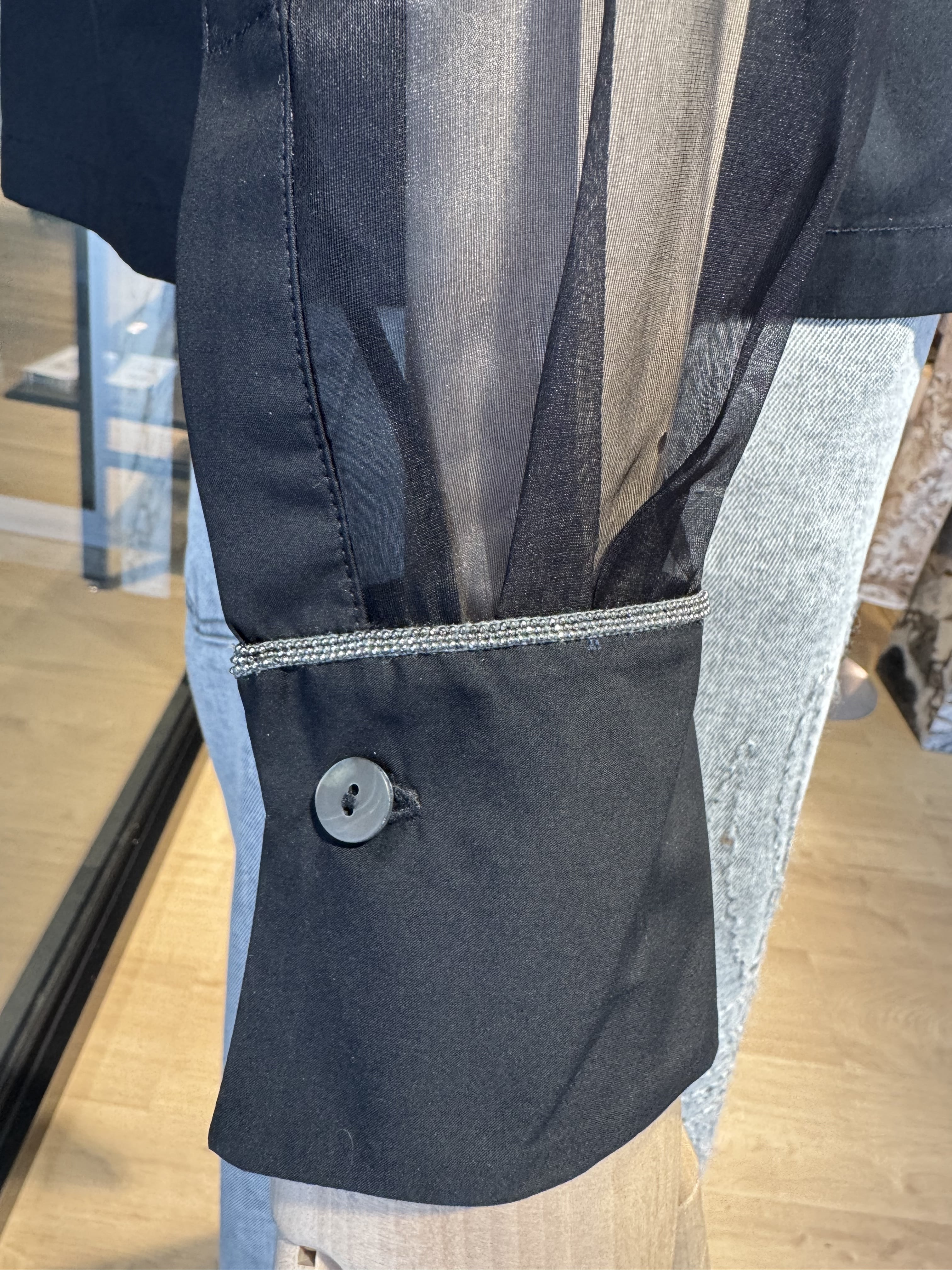 Cotton shirt with silk sleeves