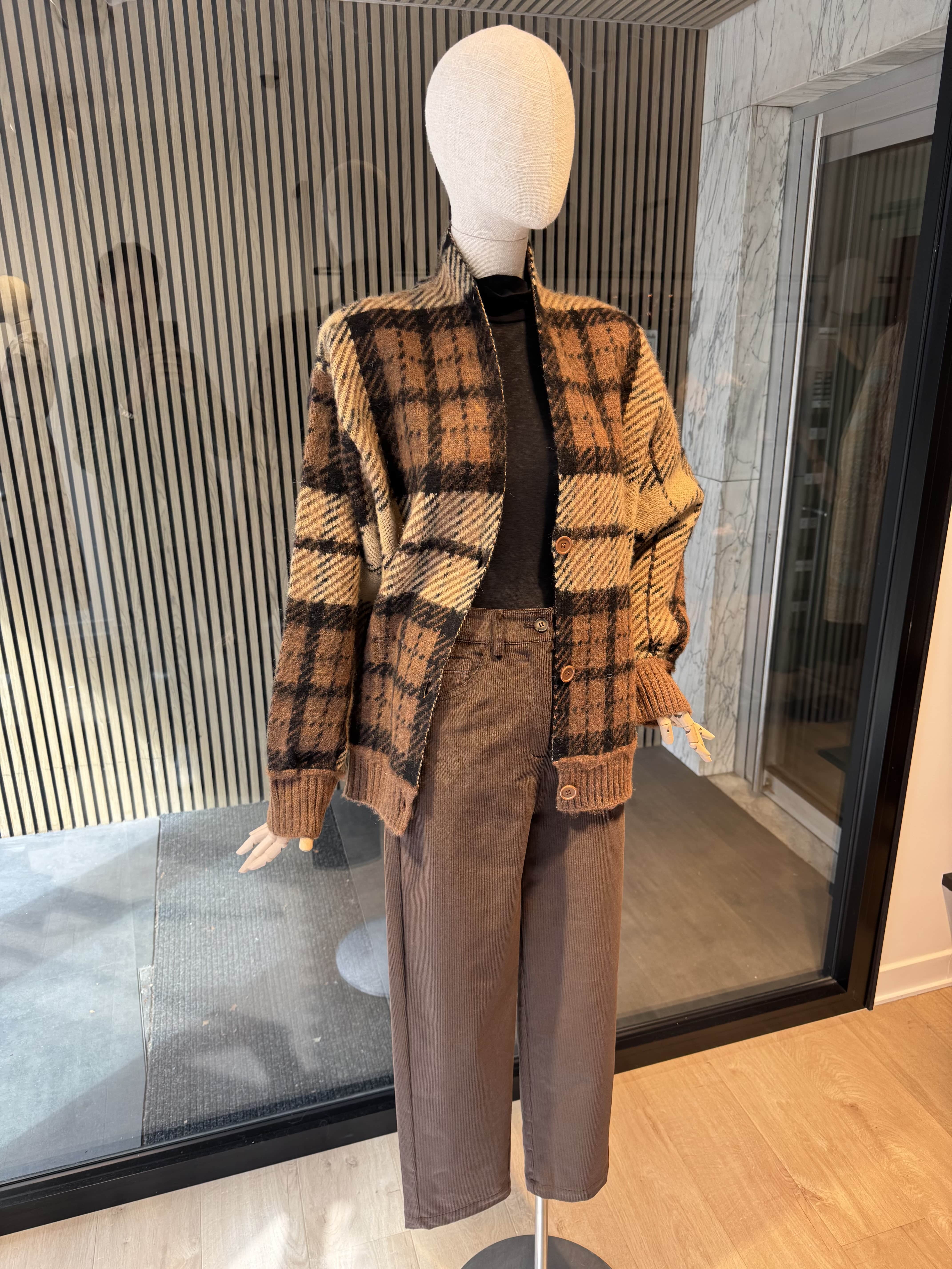 Oversized check cardigan