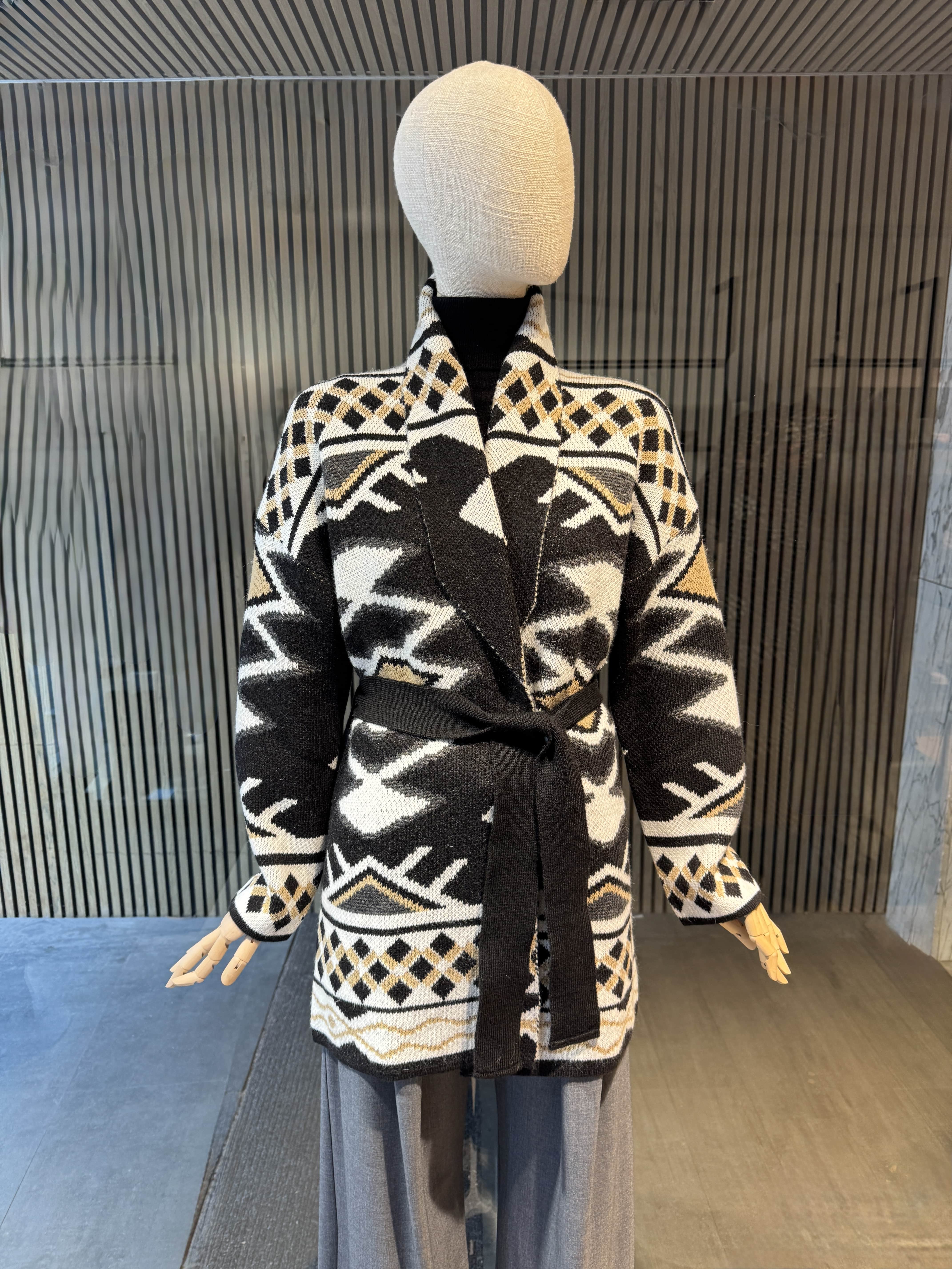 Relaxed fit printed cardigan