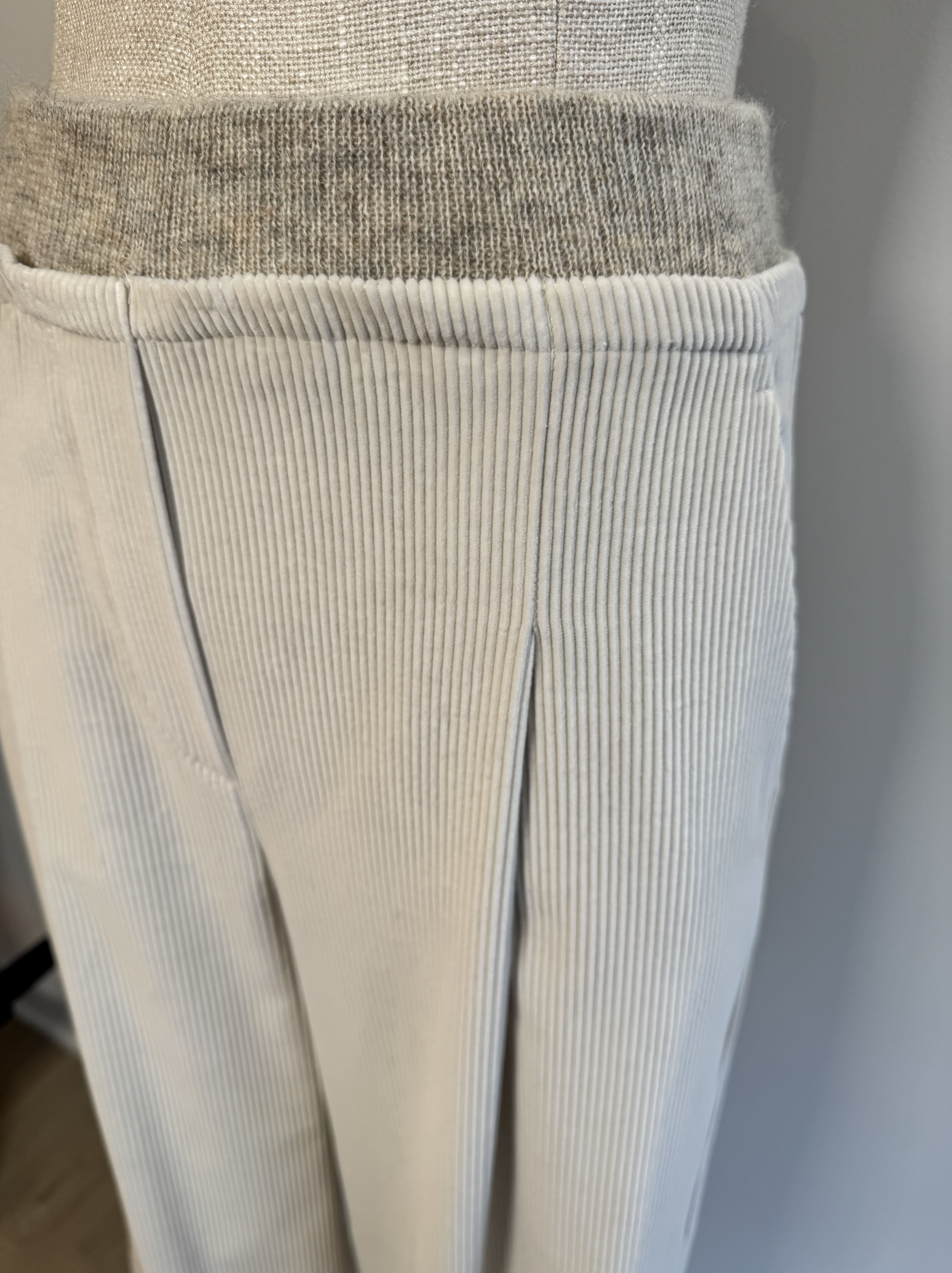 Relaxed fit cream corduroy trousers