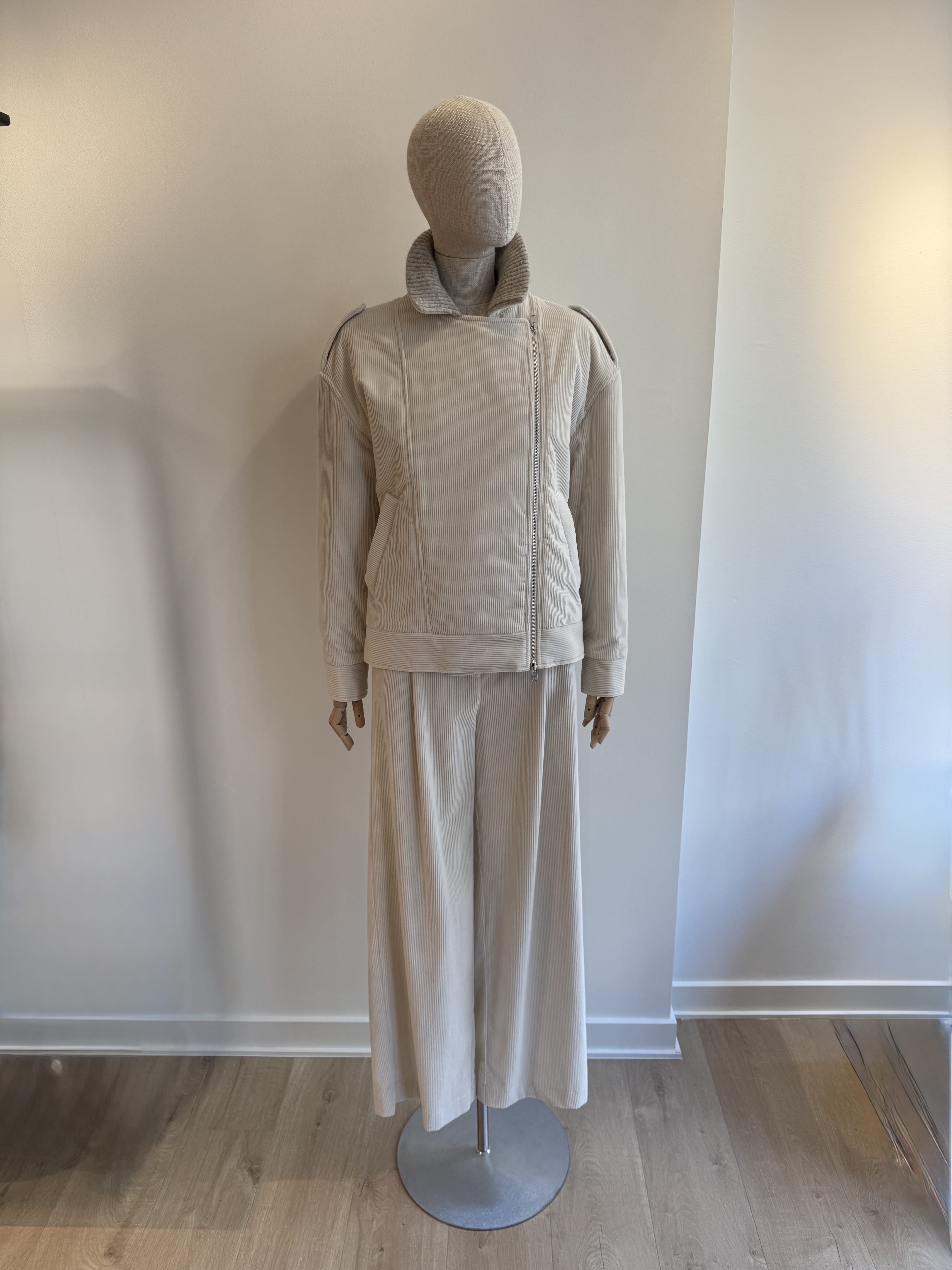 Relaxed fit cream corduroy outerwear jacket