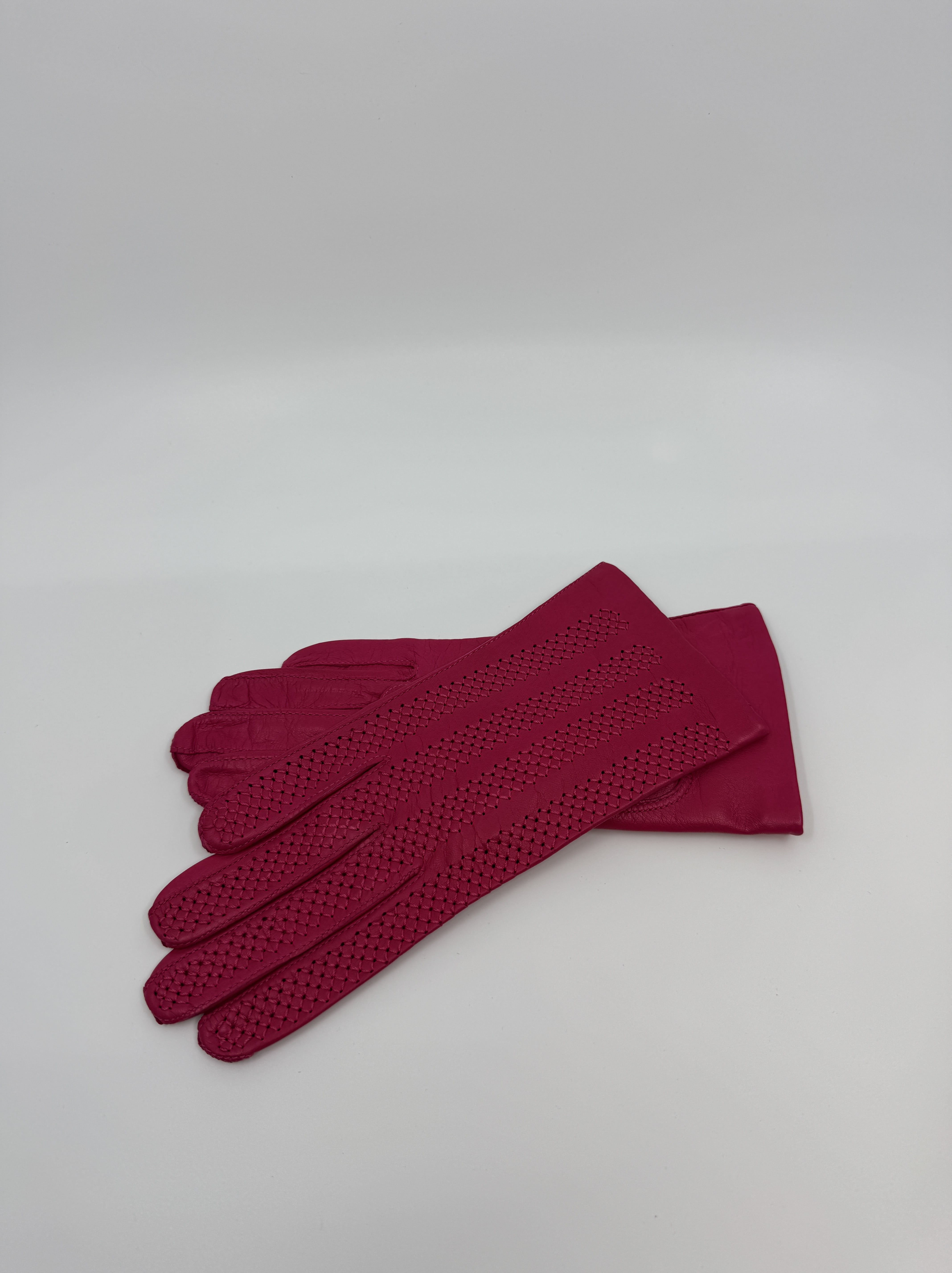 Vernazza women's hot pink leather gloves