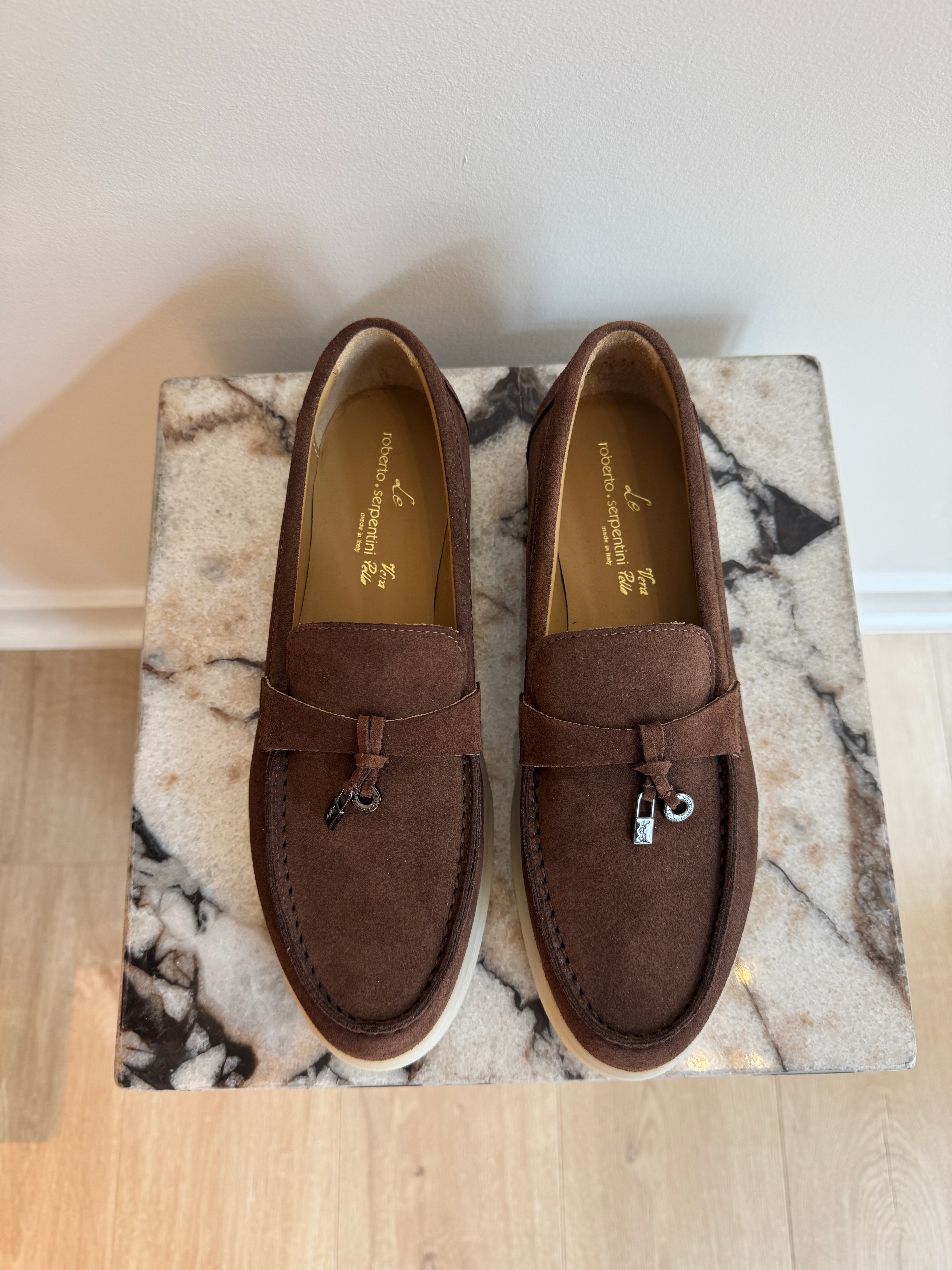 Women's Italian Suede Loafers - Chocolate Brown Slip-On Leather Flats With Lightweight Sole