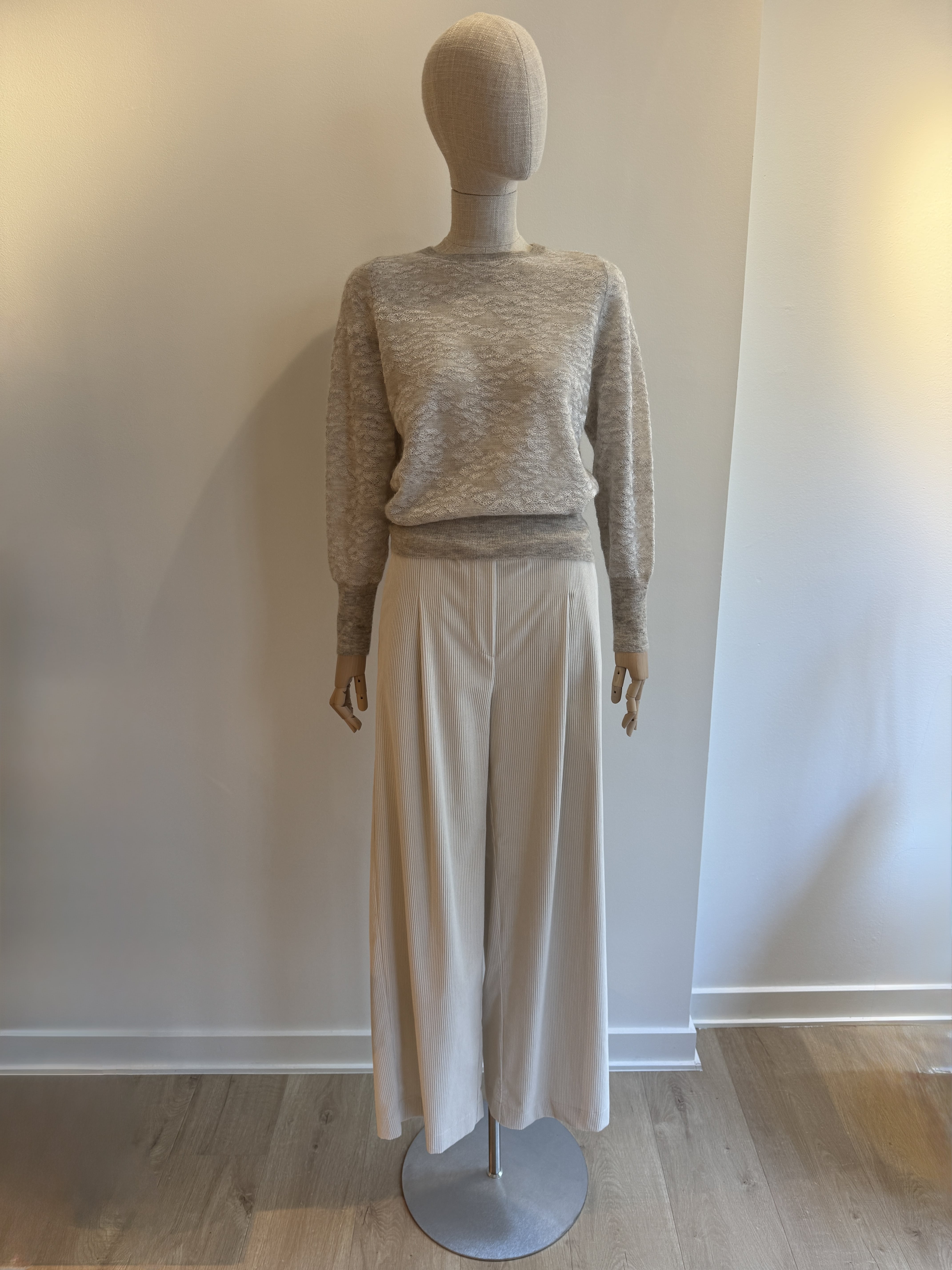 Relaxed fit cream corduroy trousers